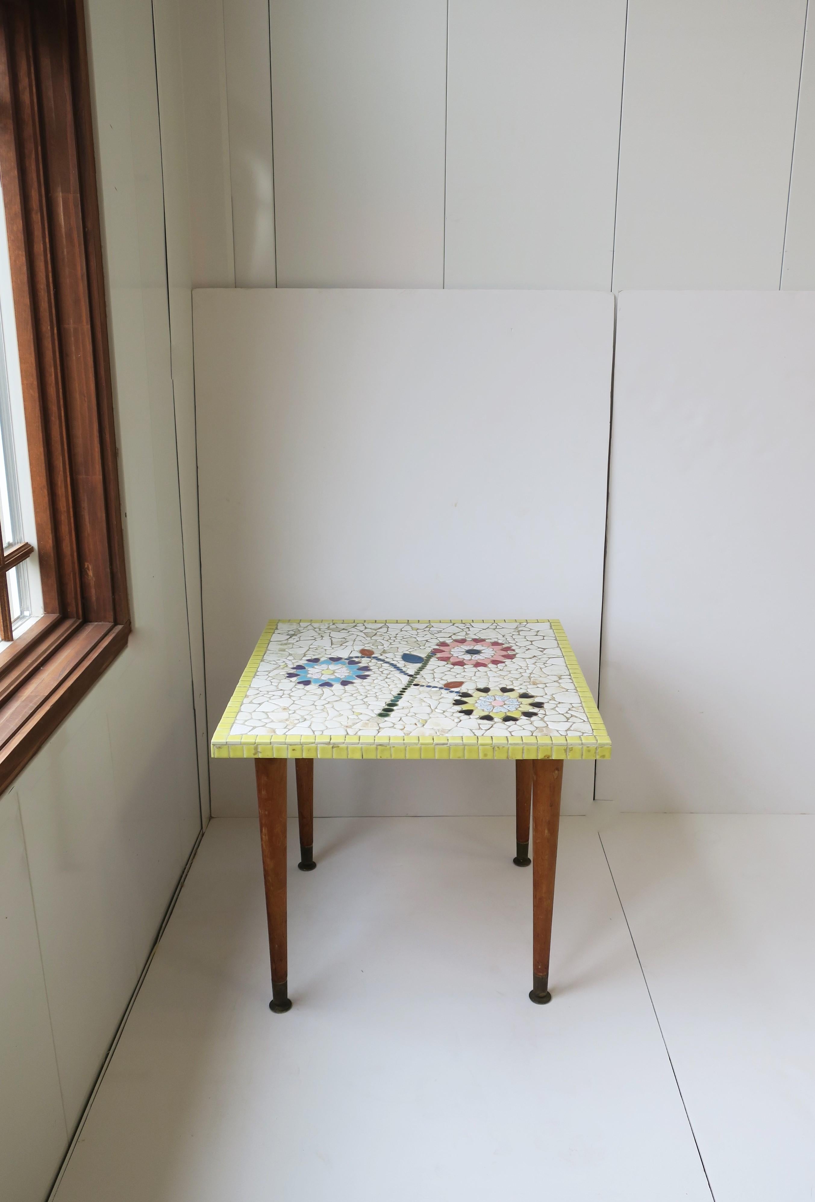 20th Century Mosaic Tile Top End Table, circa 1960s For Sale