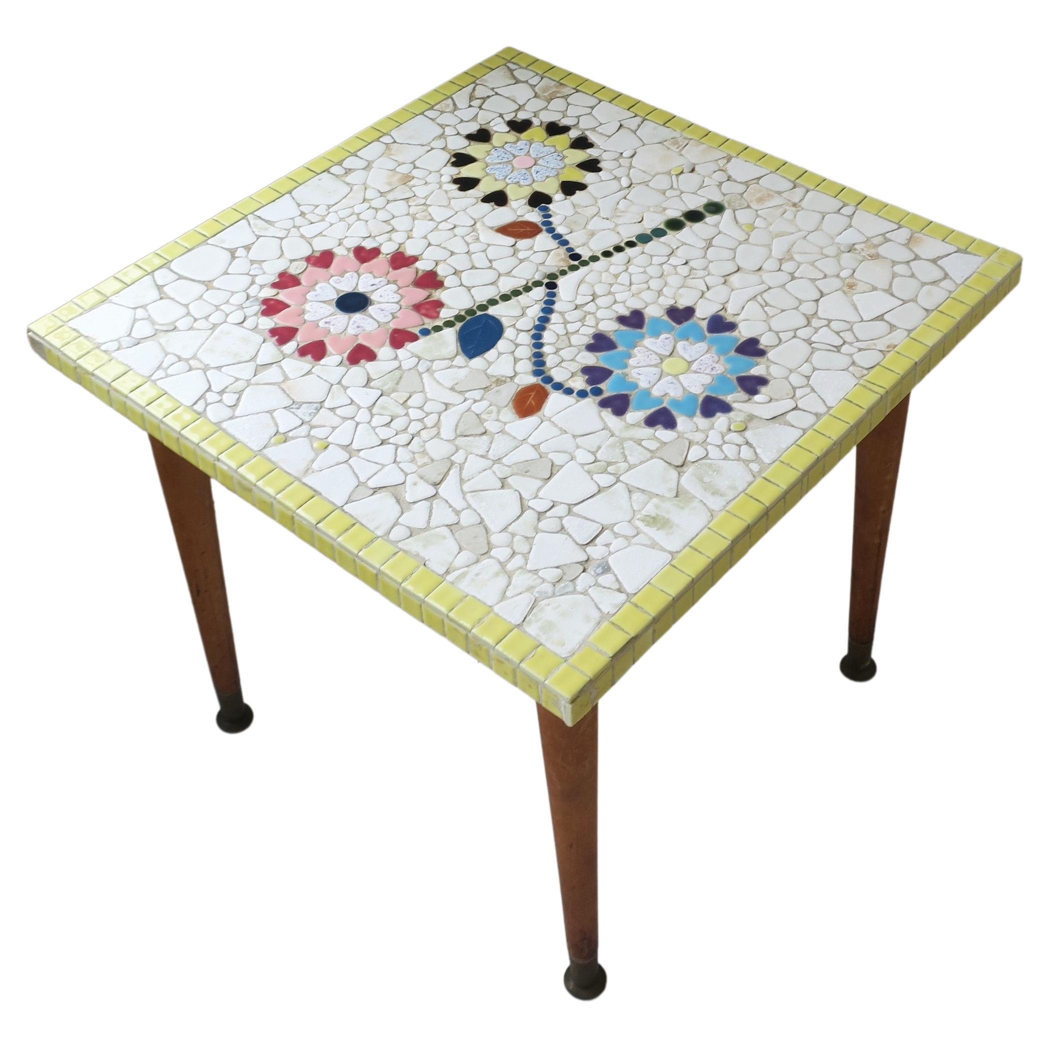 Mosaic Tile Top End Table, circa 1960s For Sale