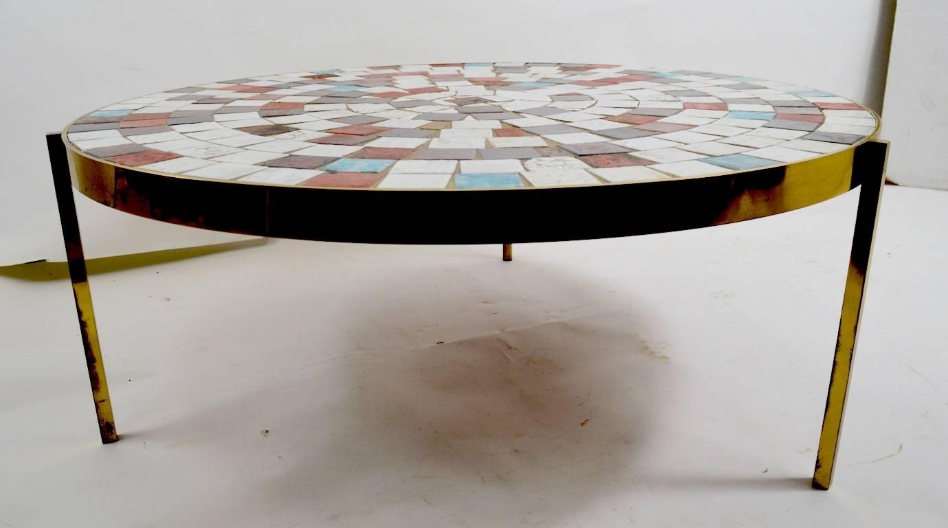 20ième siècle Table à plateau en mosaïque et carreaux en vente