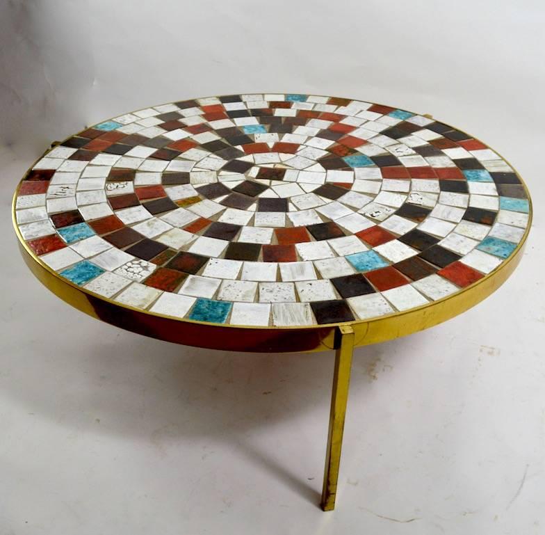 Mosaic Tile Top Table In Excellent Condition For Sale In New York, NY