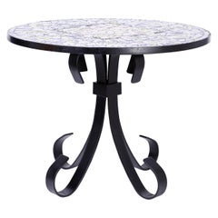Mosaic Tile-Top Table on an Iron Base