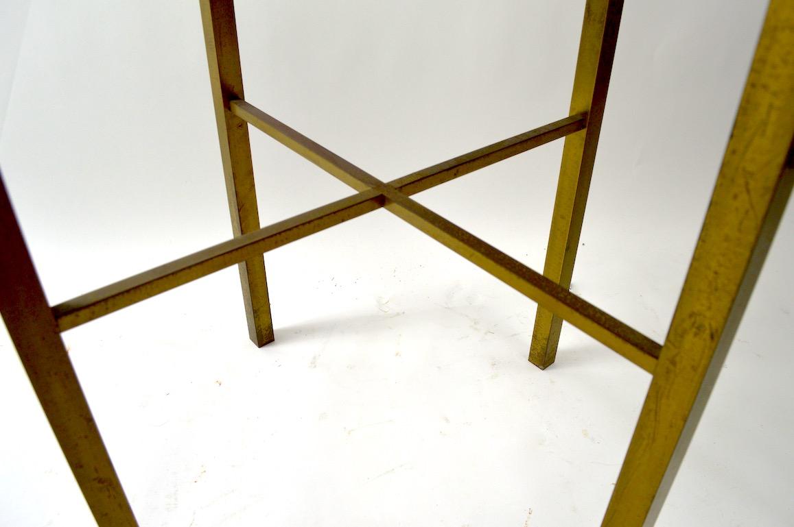 Mosaic Tile Top Table with Brass Legs In Good Condition For Sale In New York, NY