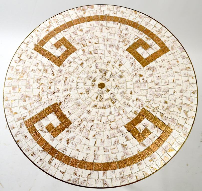 20th Century Mosaic Tile Top Table with Brass Legs For Sale