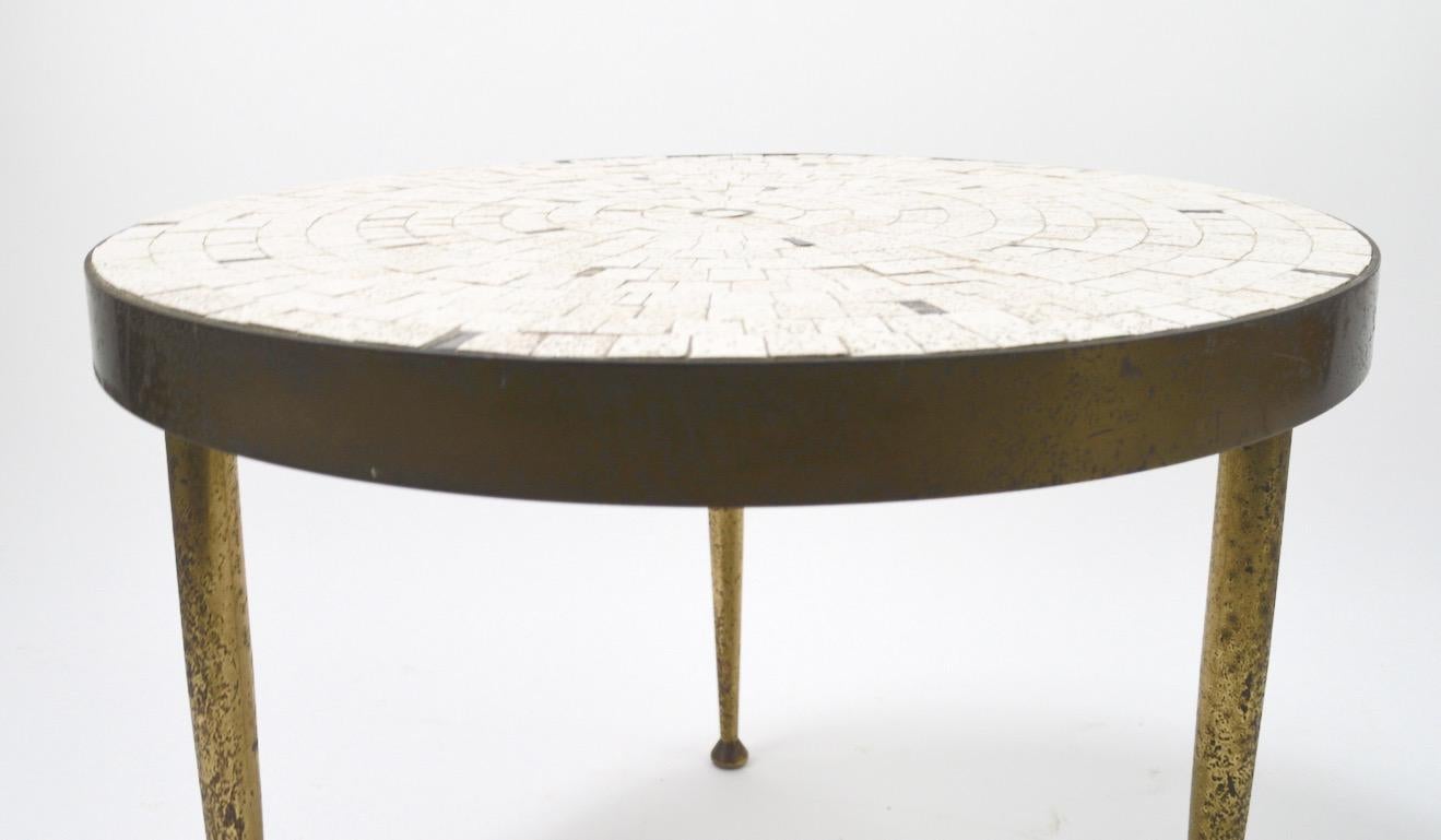 American Mosaic Tile-Top Table with Cast Brass Legs