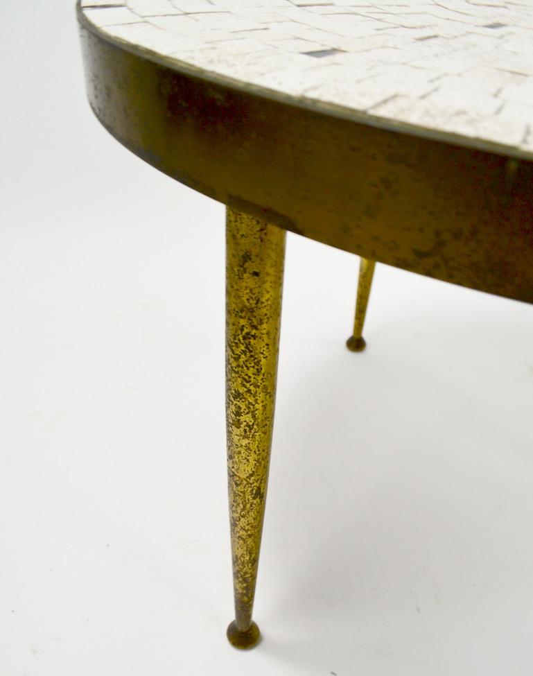 20th Century Mosaic Tile-Top Table with Cast Brass Legs