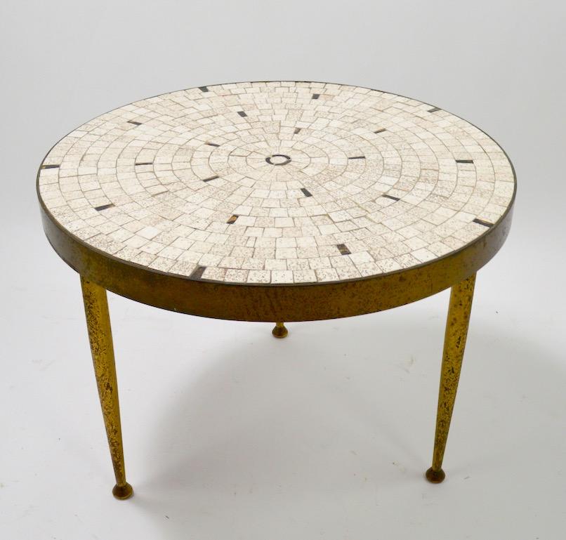 Mosaic Tile-Top Table with Cast Brass Legs 1