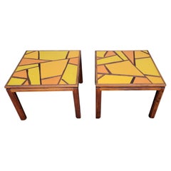 Vintage Mosaic Top End Tables by Motif Inc.