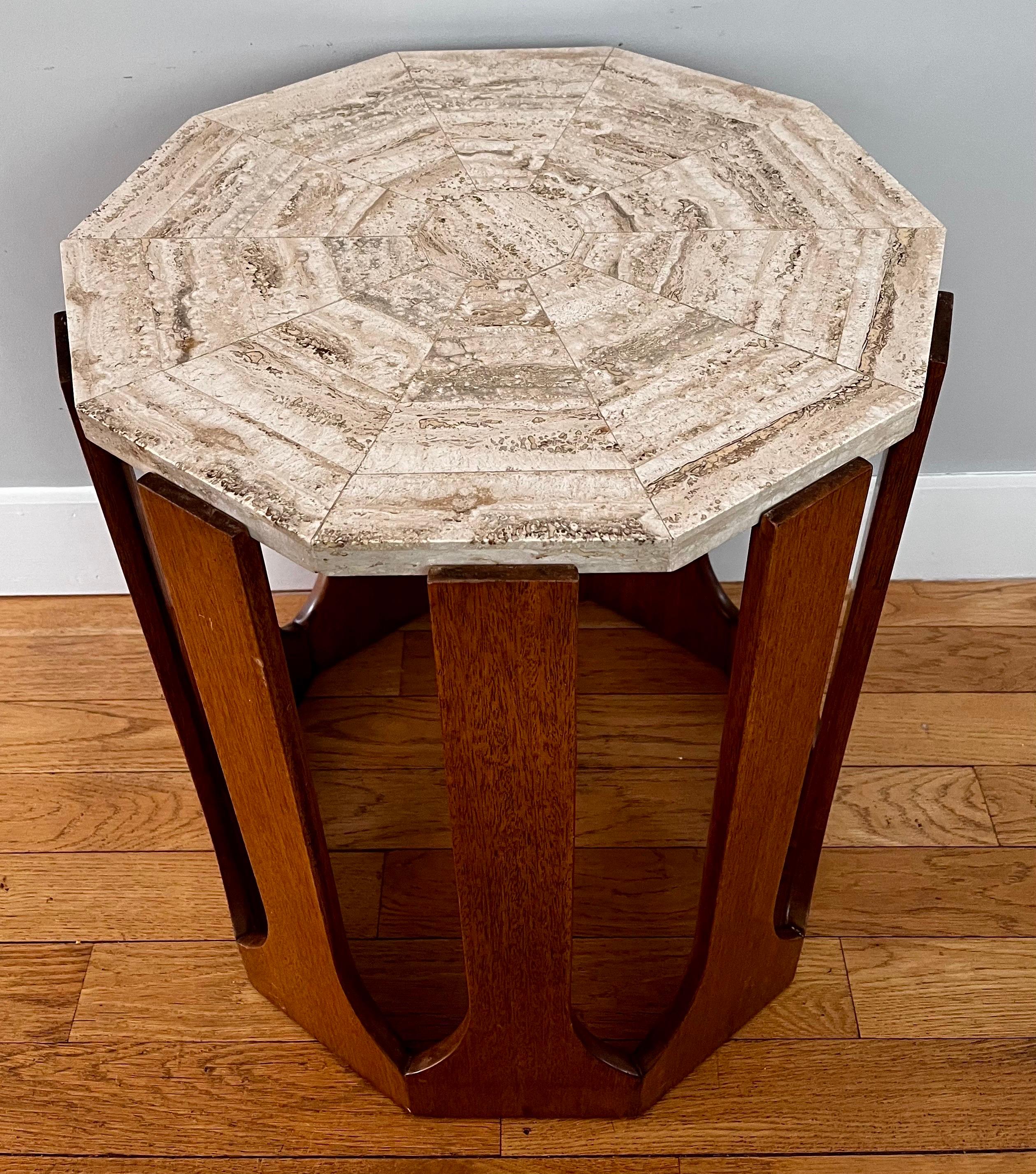 Mid-Century Modern Mosaic Travertine Occasional / End Table by Harvey Probber, c. 1950 For Sale