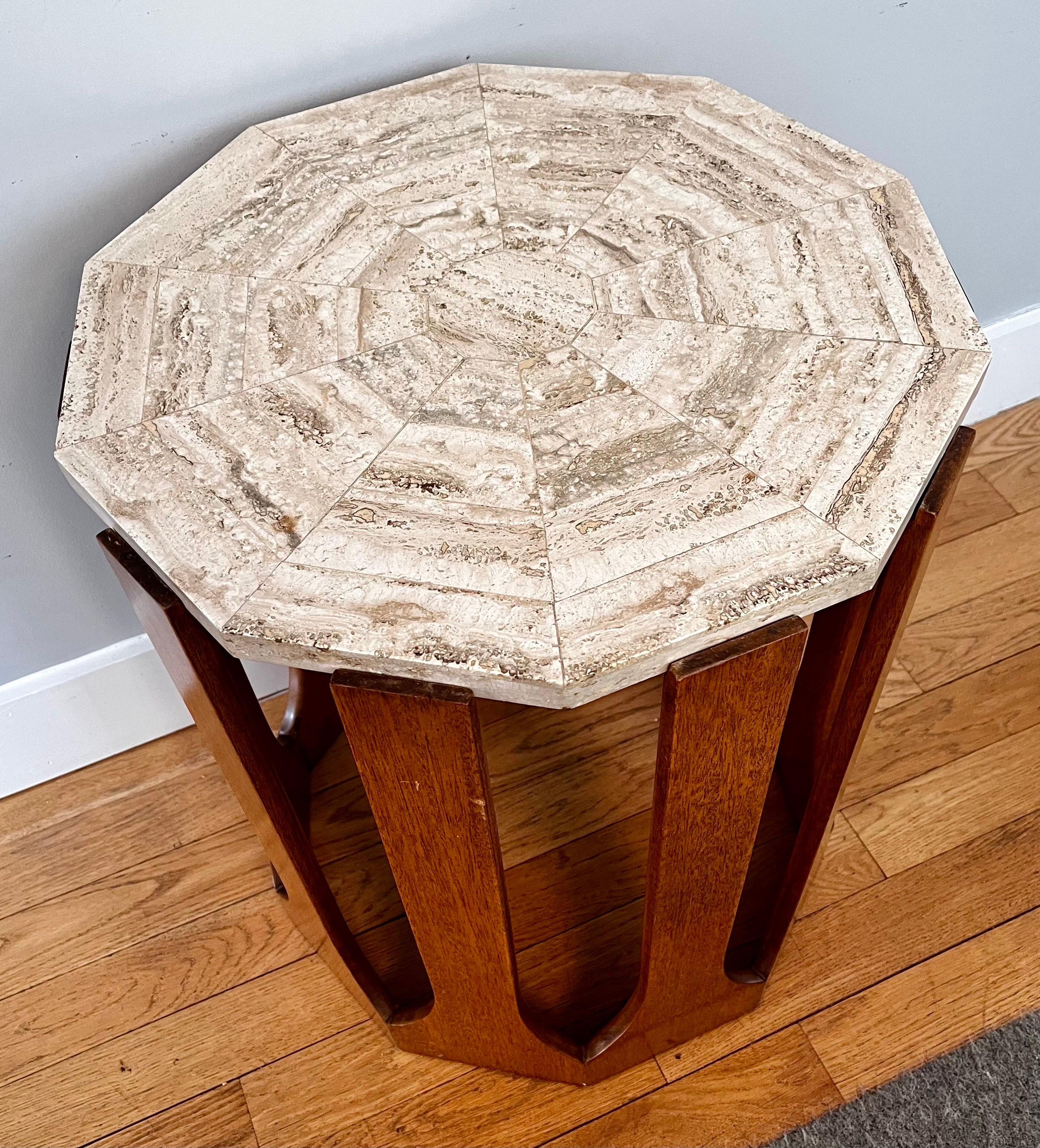 American Mosaic Travertine Occasional / End Table by Harvey Probber, c. 1950 For Sale