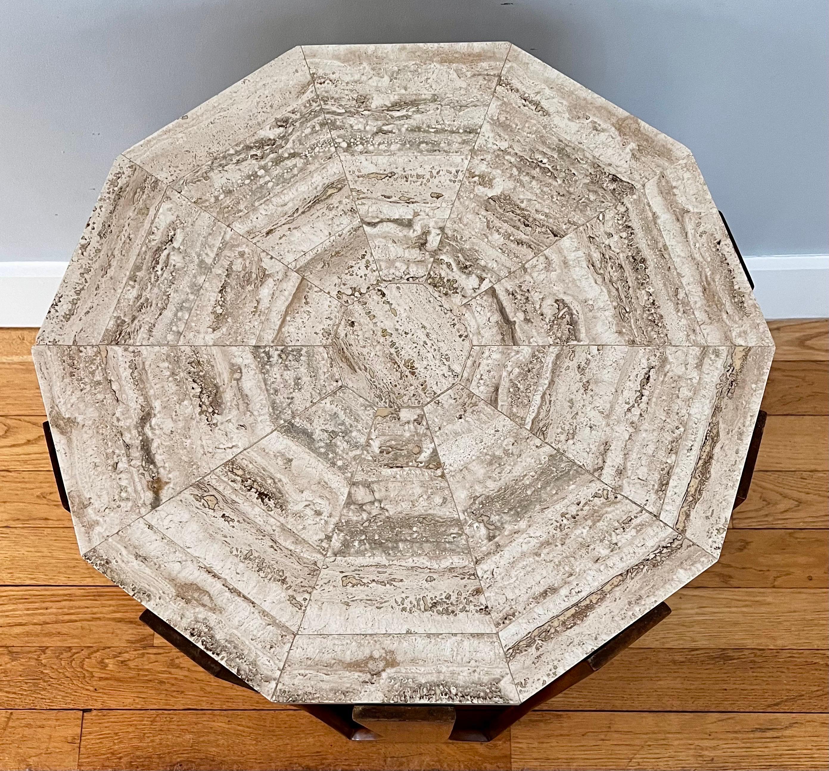 Mosaic Travertine Occasional / End Table by Harvey Probber, c. 1950 In Good Condition For Sale In Philadelphia, PA