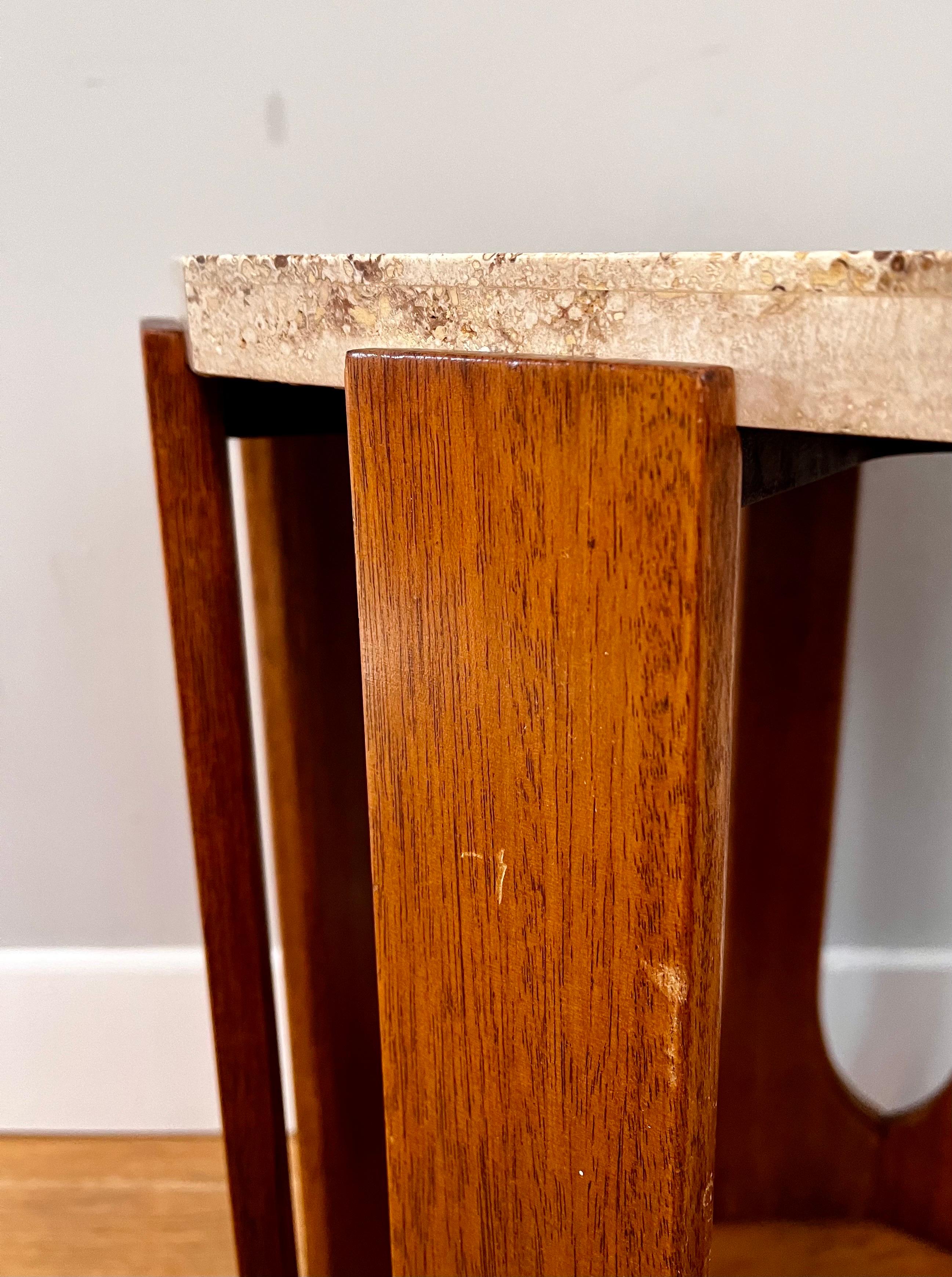 Mosaic Travertine Occasional / End Table by Harvey Probber, c. 1950 For Sale 3