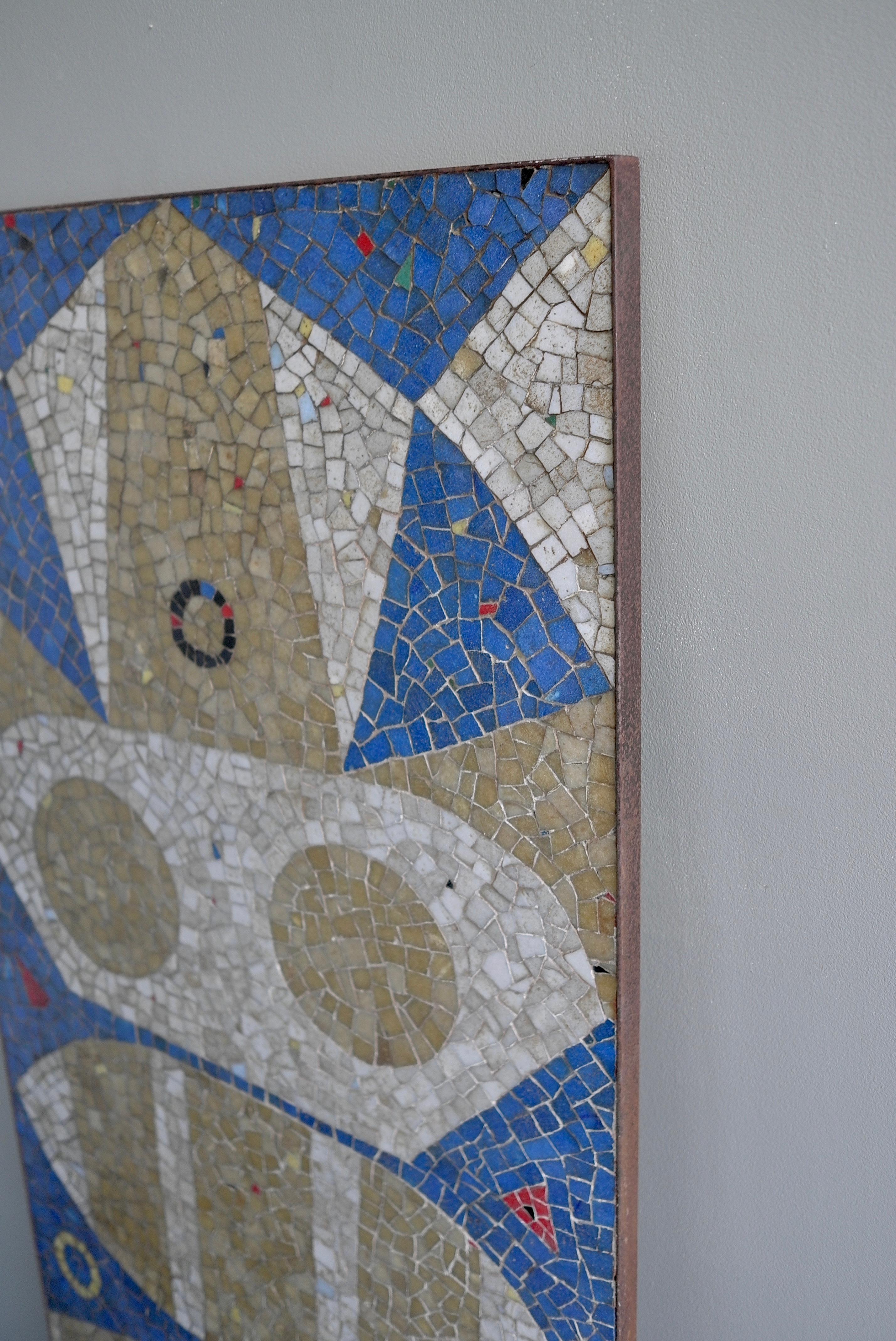 Dutch Mosaic Wall art in several colored Stone, by Nico Benschop The Netherlands 1958 For Sale