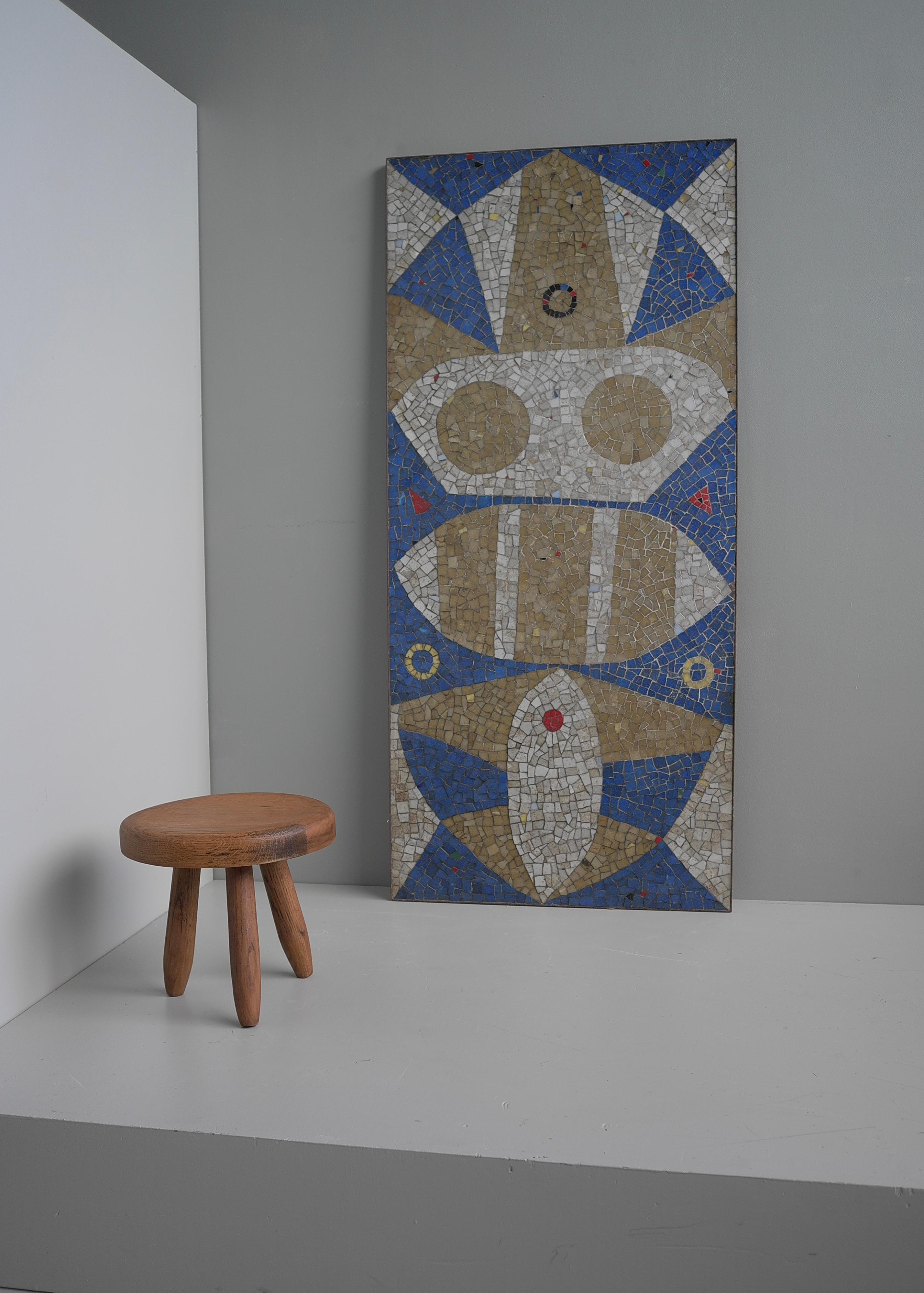 Mosaic Wall art in several colored Stone, by Nico Benschop The Netherlands 1958 For Sale 3
