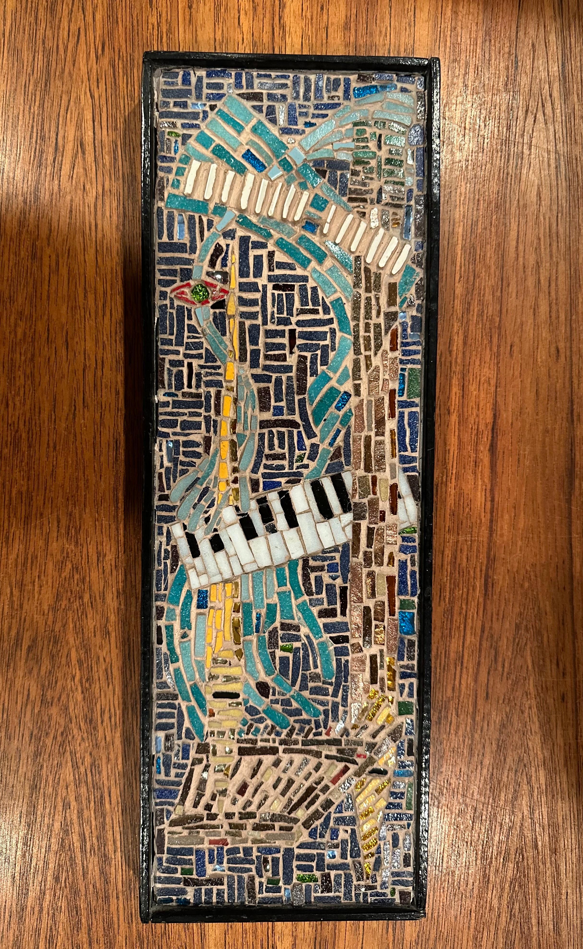 Mosaic Wall Hanging on Board by Hilke thor Straten In Good Condition For Sale In San Diego, CA