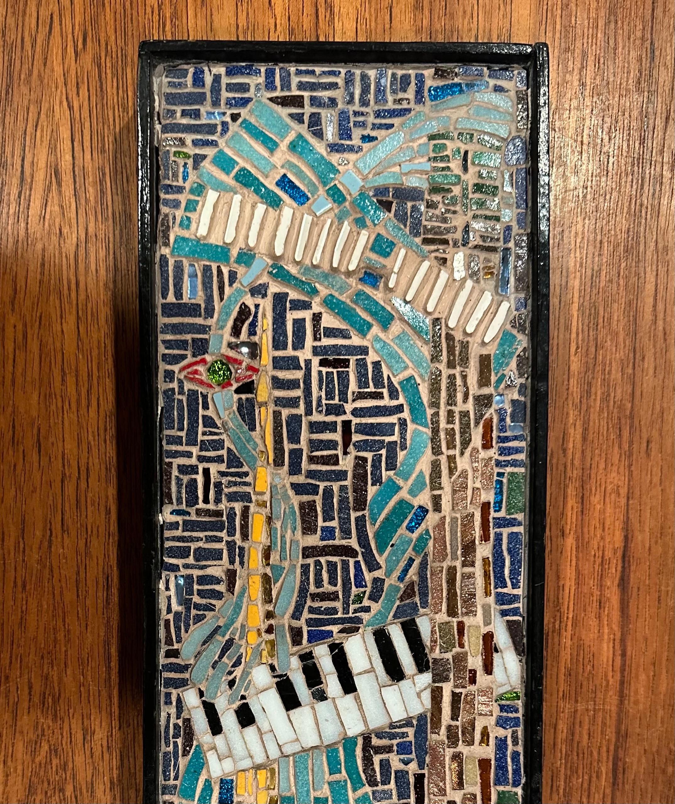 Glass Mosaic Wall Hanging on Board by Hilke thor Straten For Sale
