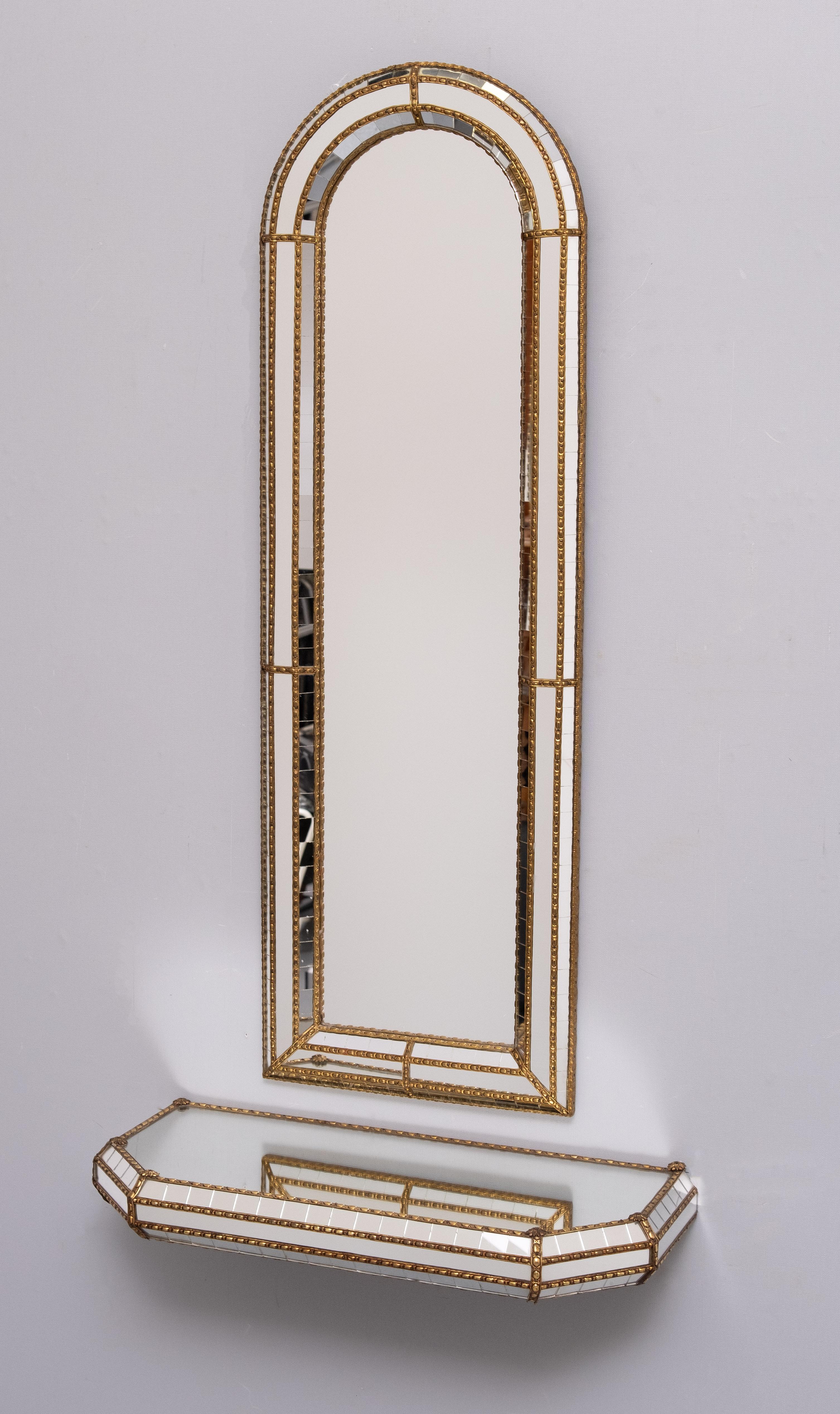 Espagnol Miroir mural et console en mosaïque   Espagne années 1970 en vente
