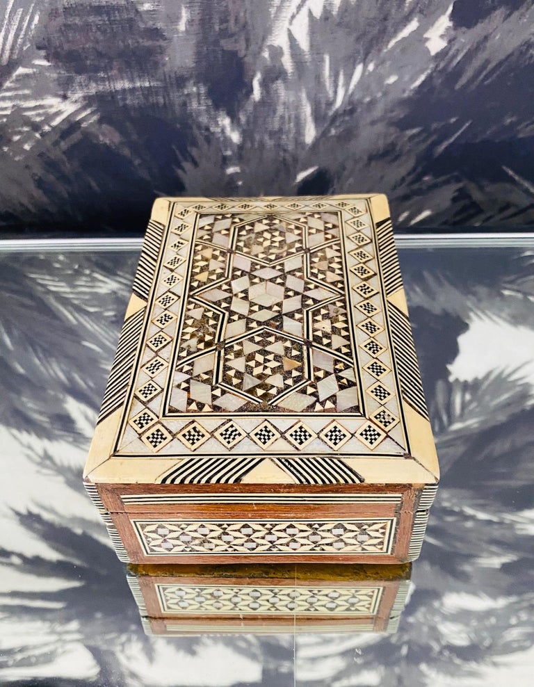 Unknown Mosaic Wood Box with Inlays of Bone and Mother of Pearl, Middle East, C. 1950s