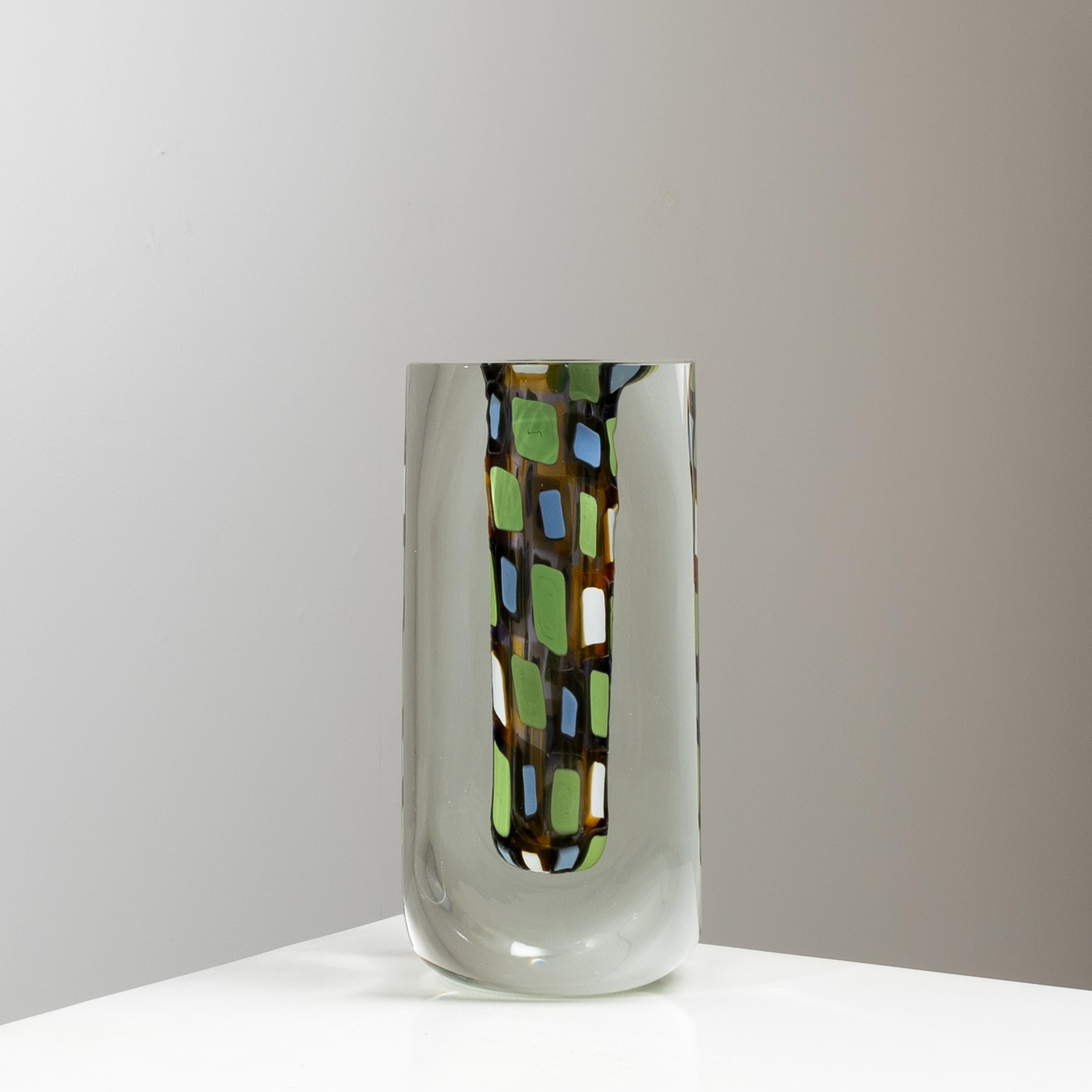 Italiano Vaso in vetro soffiato Mosaici di Rodolfo Dordoni in vendita