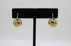 Mosaico 18k Yellow Gold Multi-Gemstone Domed Earrings - 7.1g