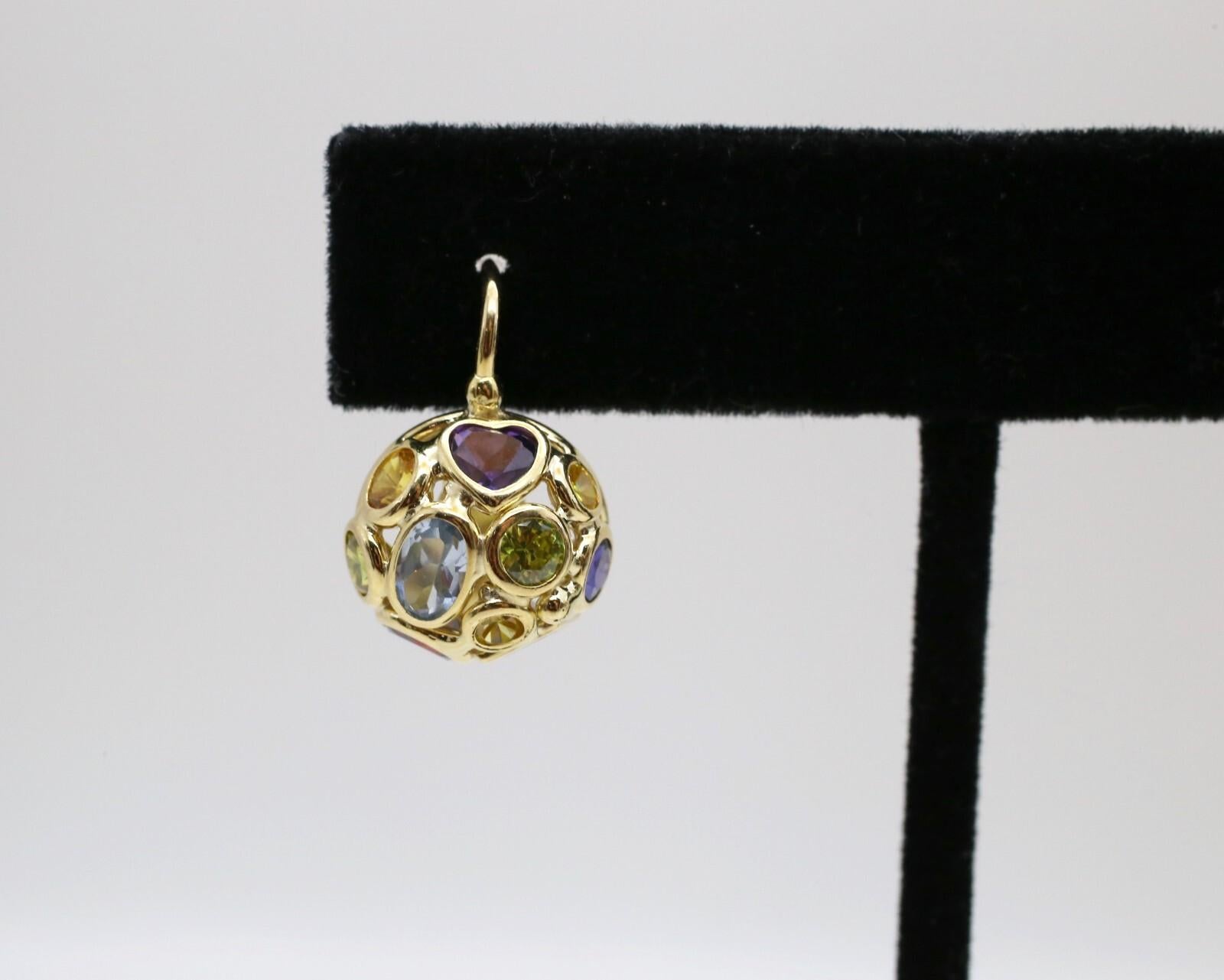 Mosaico 18k Yellow Gold Multi-Gemstone Domed Earrings - 7.1g (Gemischter Schliff) im Angebot