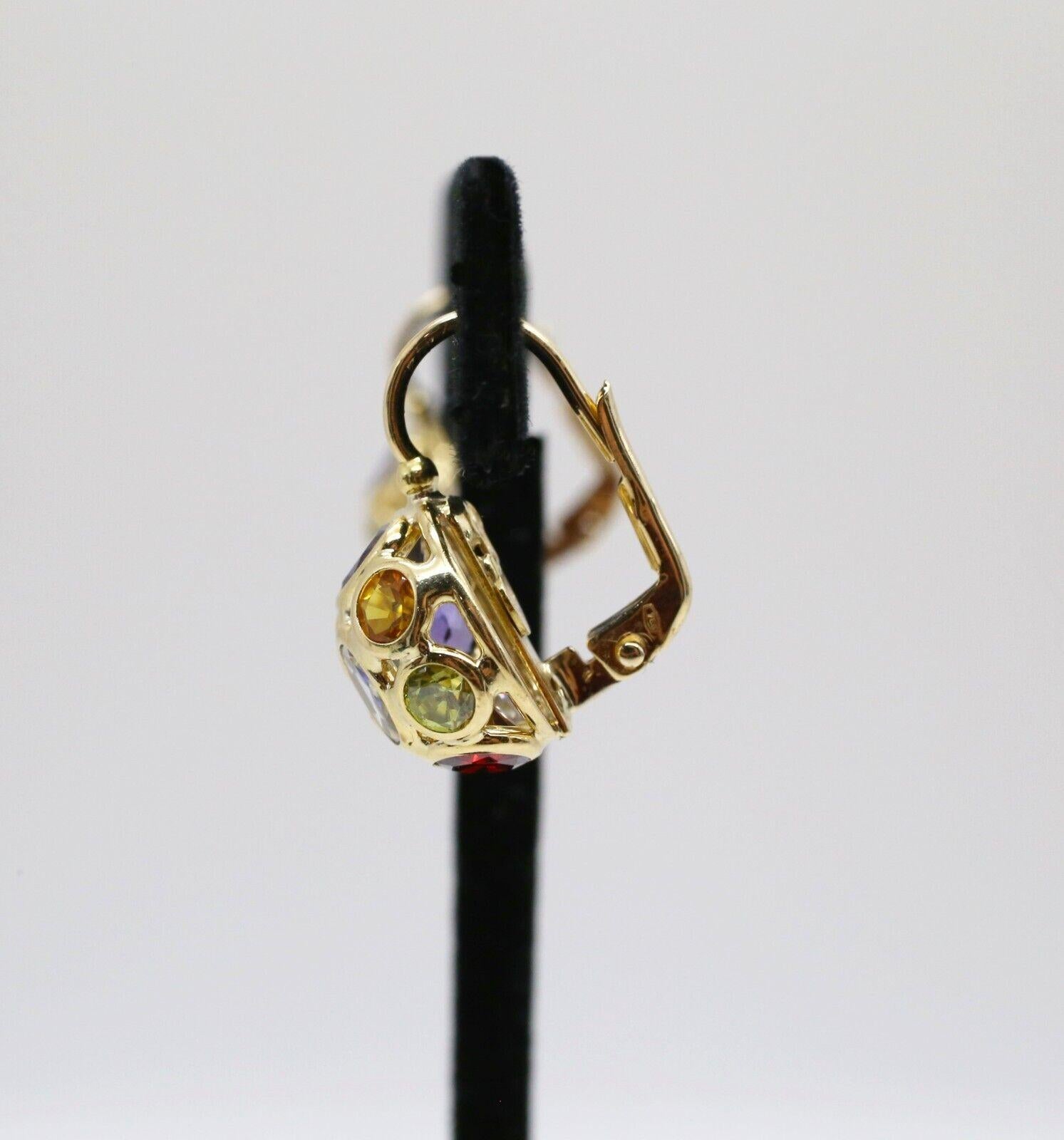 Mosaico 18k Yellow Gold Multi-Gemstone Domed Earrings - 7.1g Damen im Angebot
