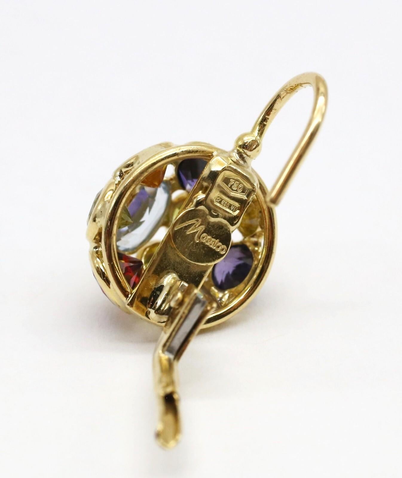 Mosaico 18k Yellow Gold Multi-Gemstone Domed Earrings - 7.1g im Angebot 2