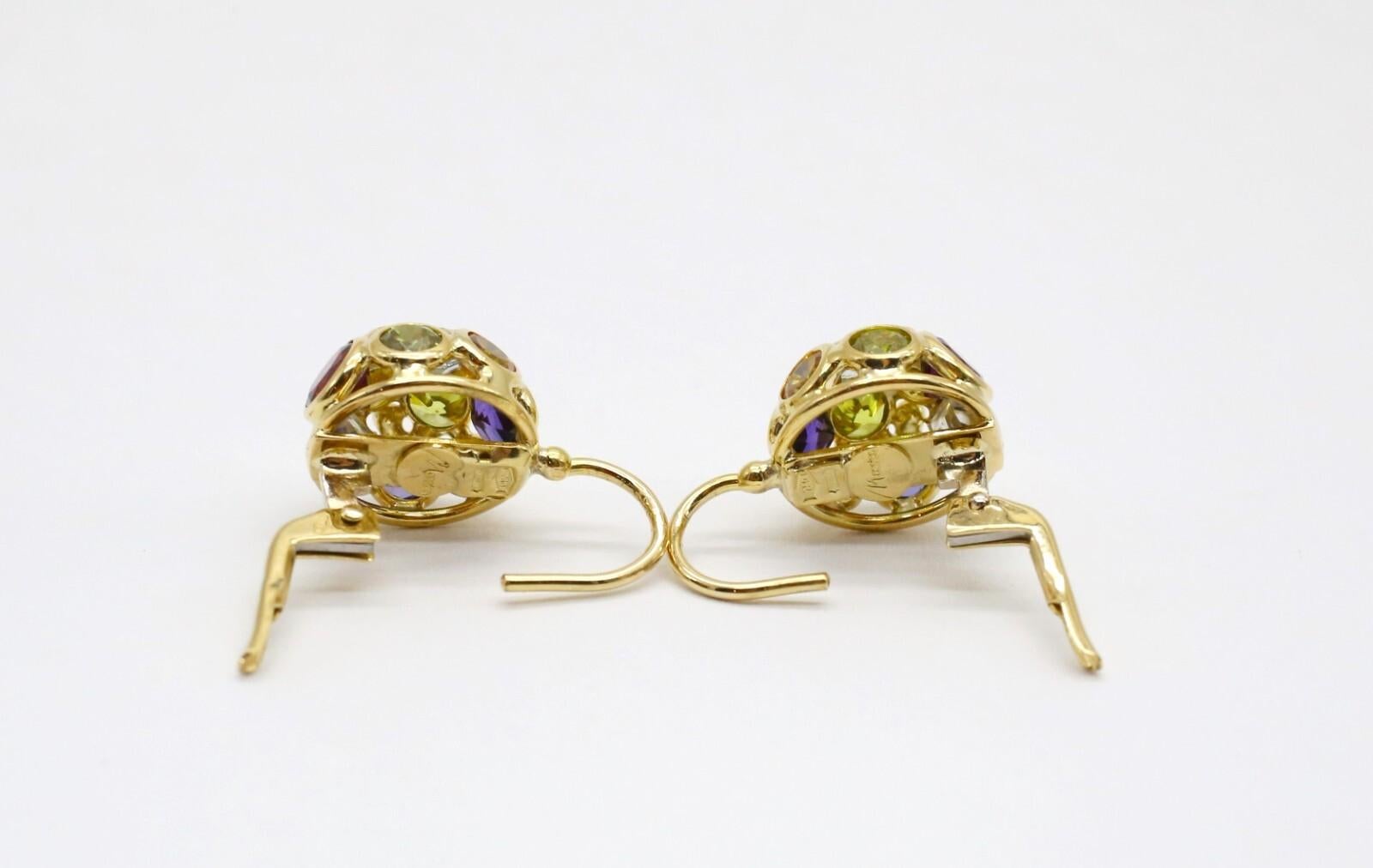 Mosaico 18k Yellow Gold Multi-Gemstone Domed Earrings - 7.1g im Angebot 3