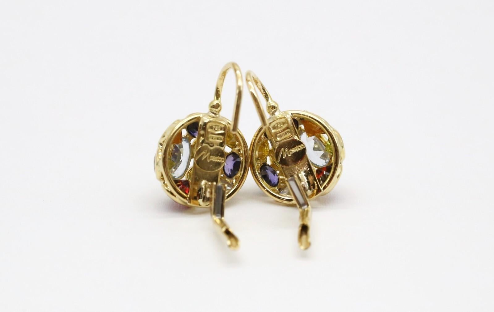 Mosaico 18k Yellow Gold Multi-Gemstone Domed Earrings - 7.1g im Angebot 4