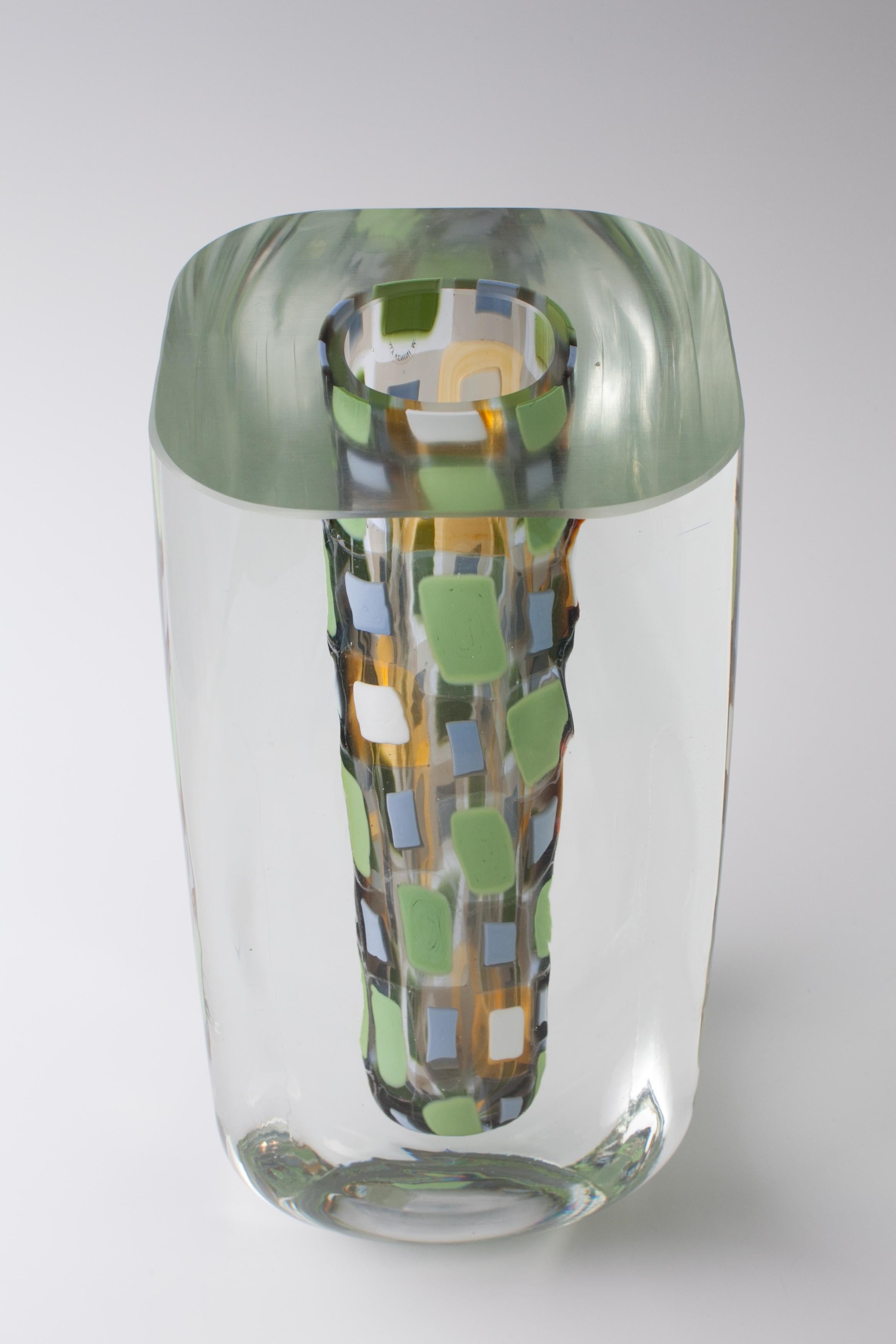 Rodolfo Dordoni vases made of thick blown glass with colored 