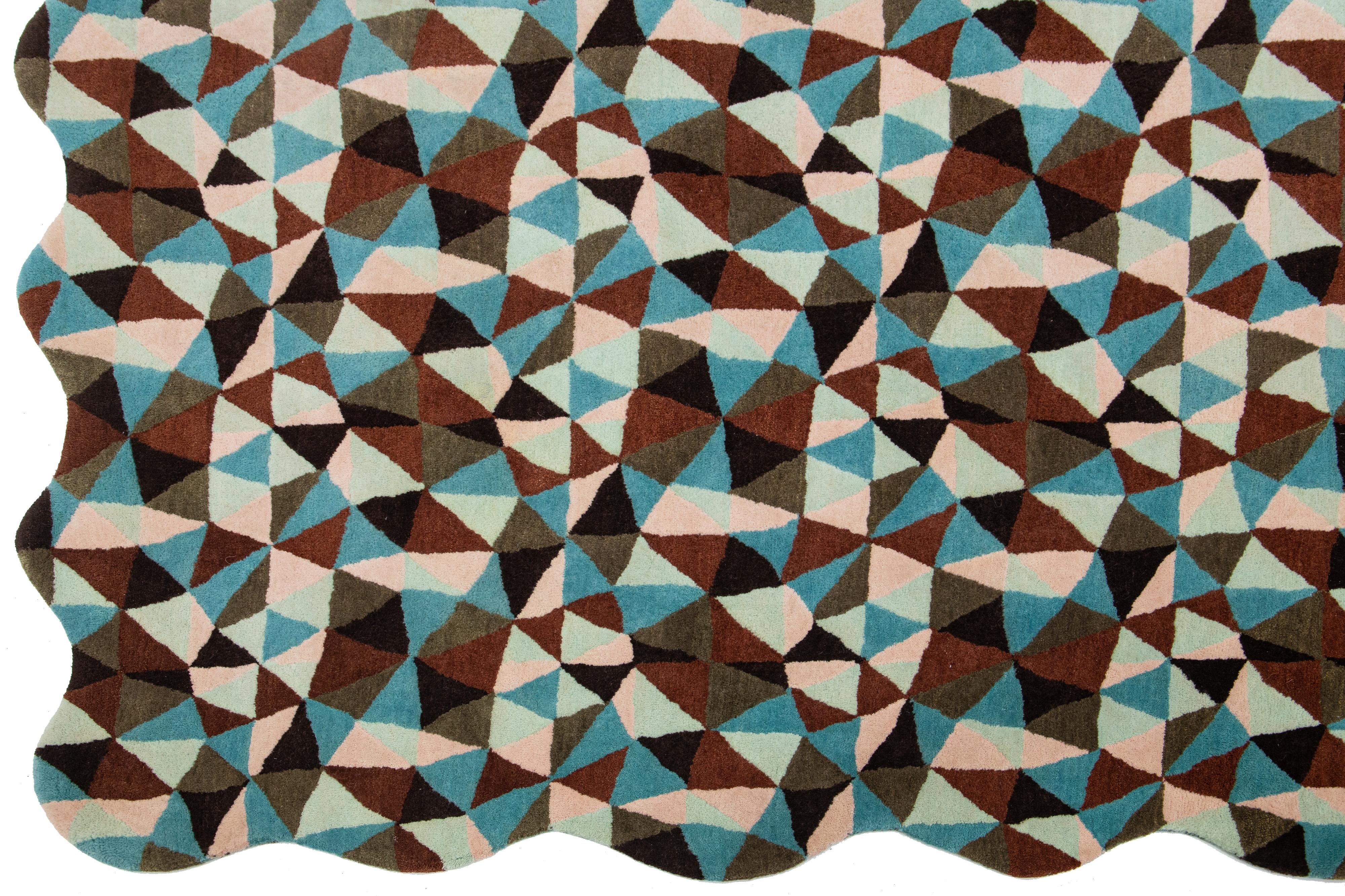 Mosaico Handgetufteter moderner Wollteppich mit mehrfarbigem Muster von Apadana (21. Jahrhundert und zeitgenössisch) im Angebot