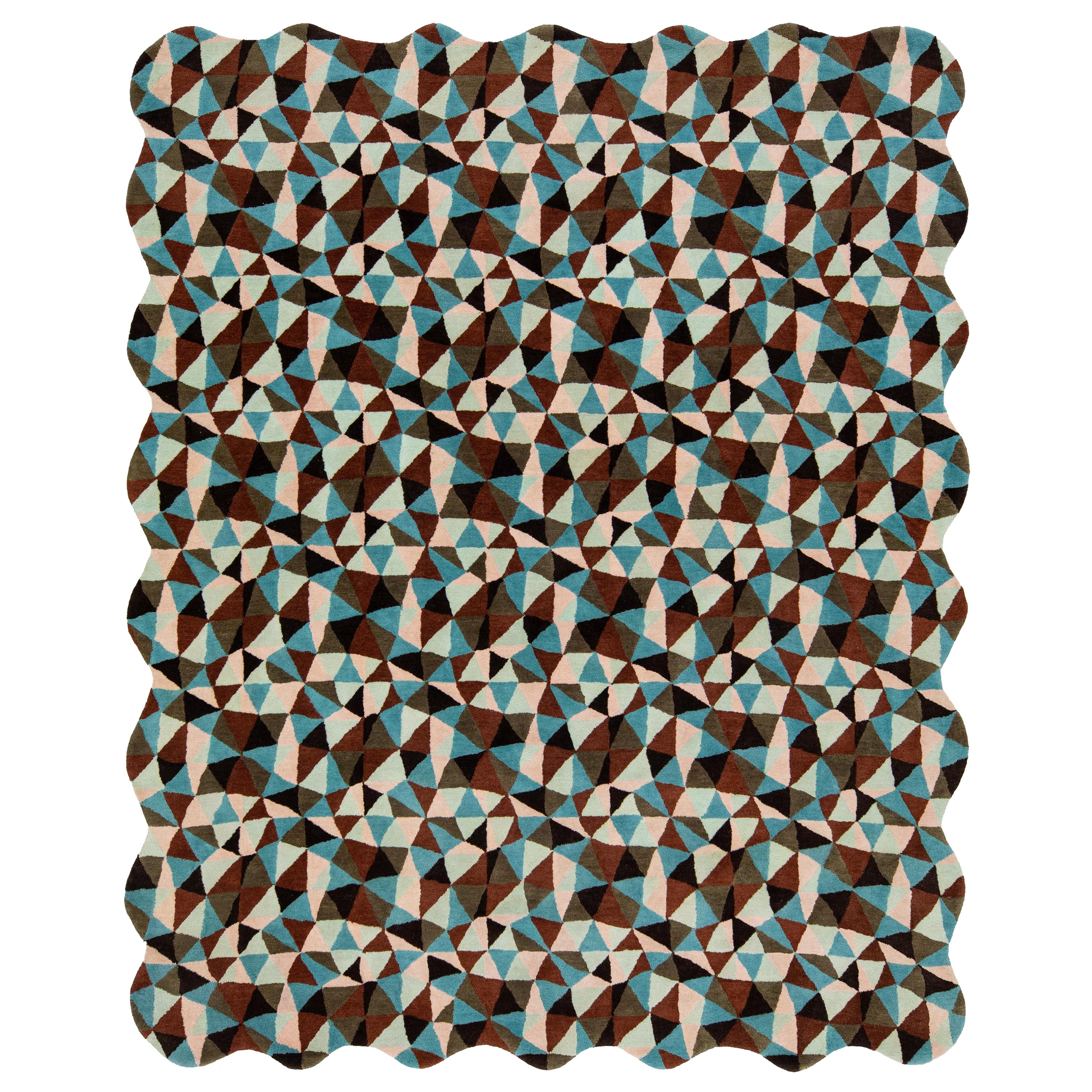 Tappeto Mosaico in lana moderna trapuntata a mano con motivo multicolore di Apadana