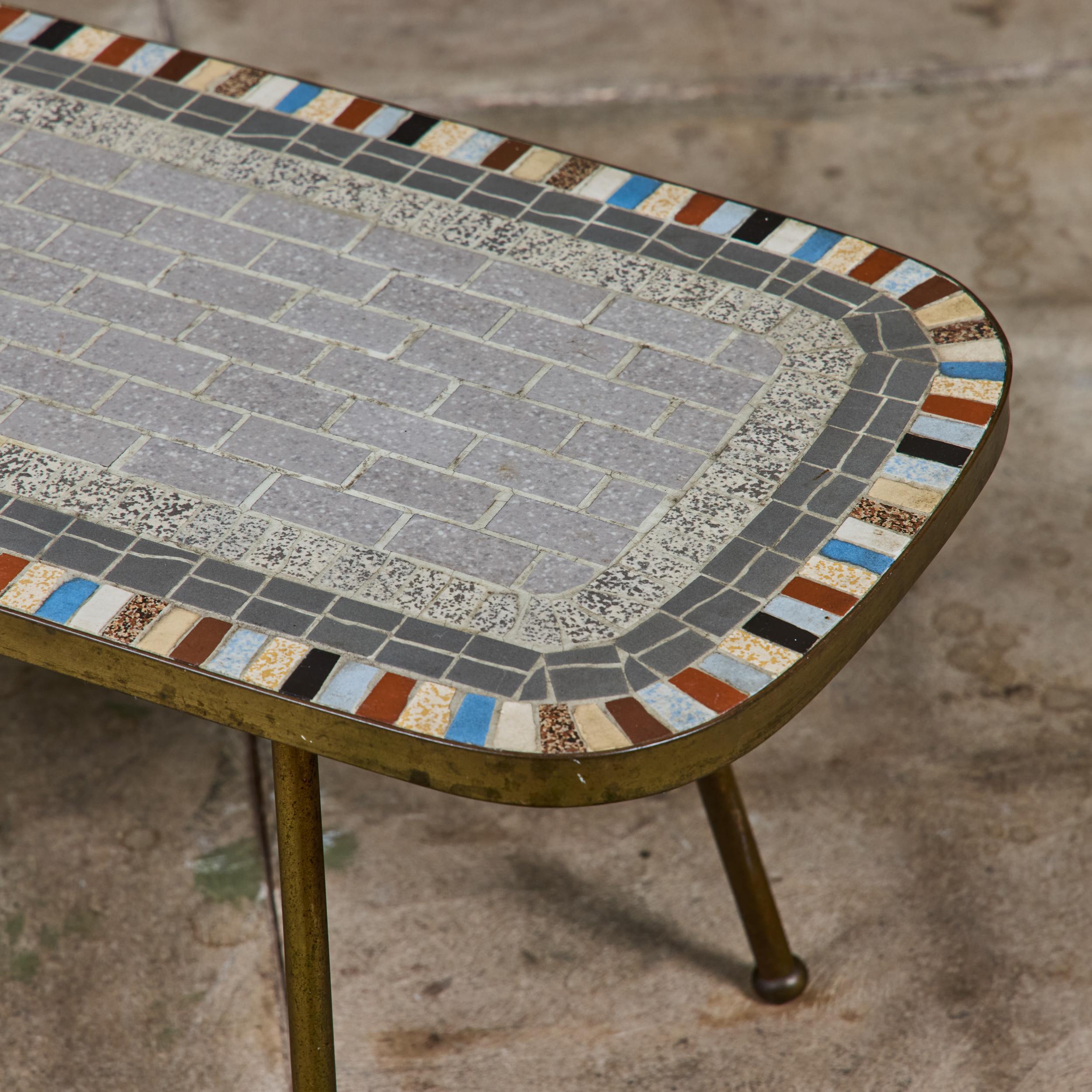 Mid-Century Modern Mosaikmöbel Petite Side Table with Mosaic Tile Top For Sale