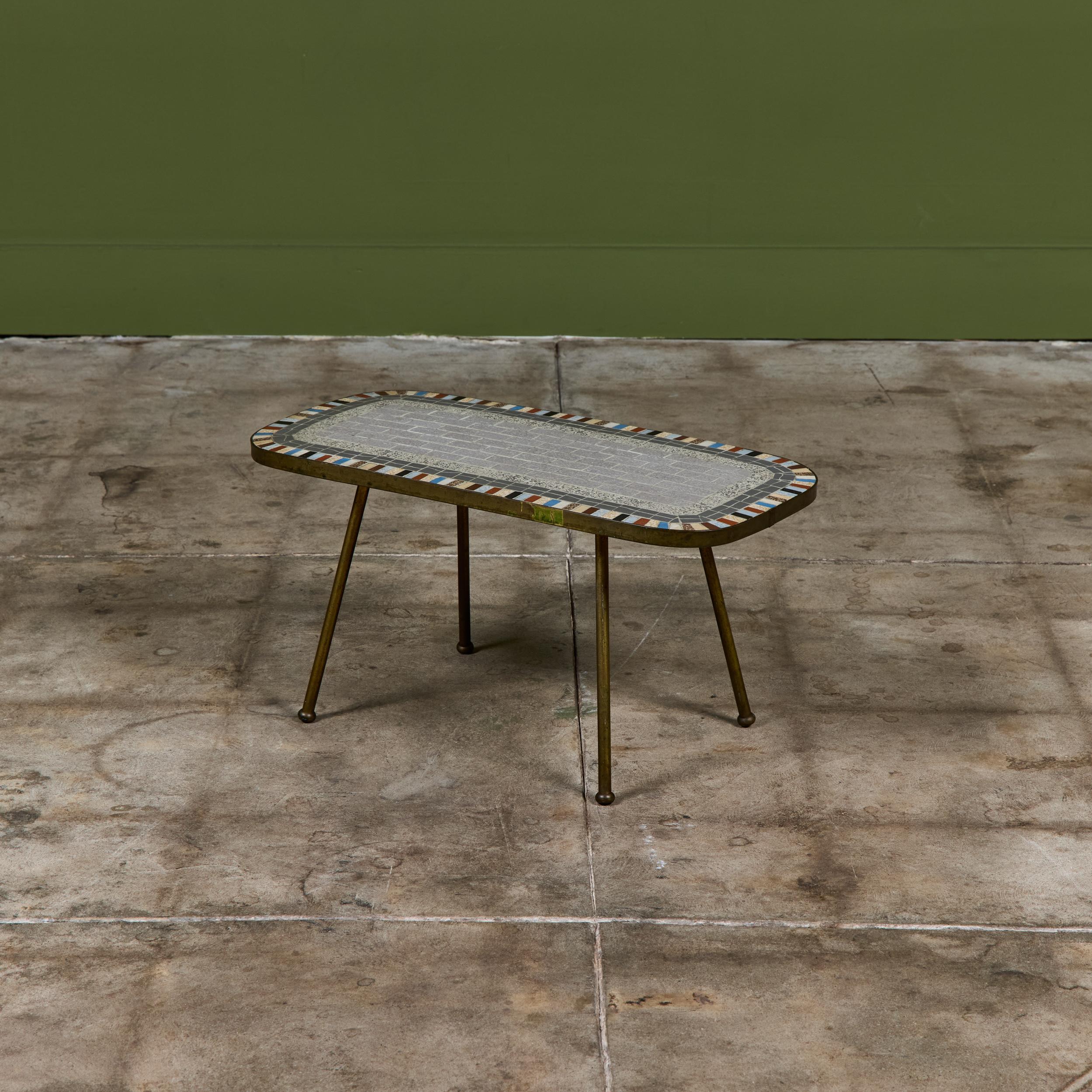 Ceramic Mosaikmöbel Petite Side Table with Mosaic Tile Top For Sale