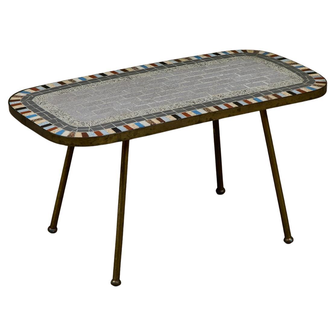 Mosaikmöbel Petite Side Table with Mosaic Tile Top For Sale