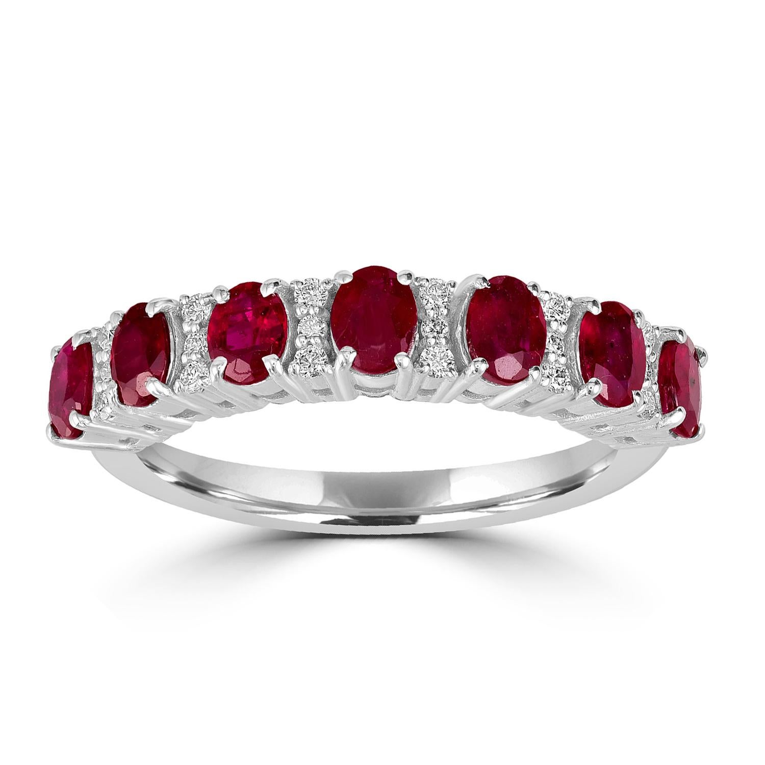 Mosambik Rubin Ring mit Diamanten aus 18k Weißgold (Art déco) im Angebot