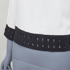 MOSCHINO 100% silk cream black applique hem colorblock top IT38 XS