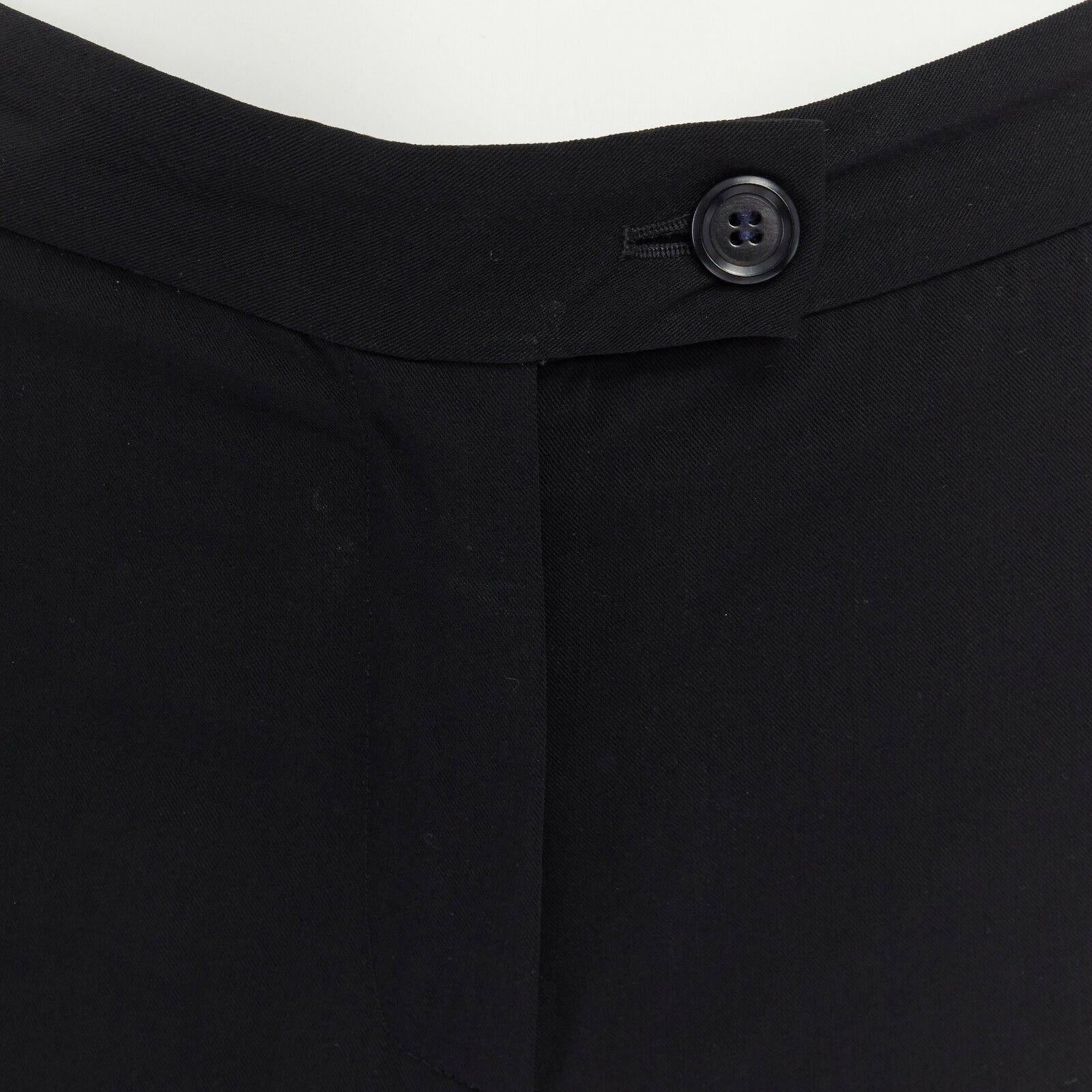MOSCHINO 100% wool black dual slit pockets cuffed hem slim trousers pants IT38 1
