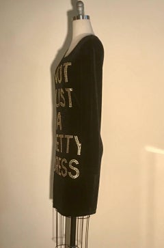 Moschino 1980s Cheap & Chic Black Velour Not Just A Pretty Dress with Gold Studs