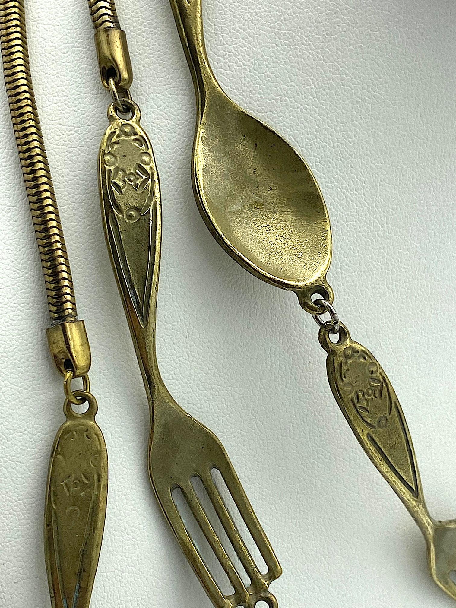 Moschino 1980s Fork & Spoon 3 Strand Necklace 9