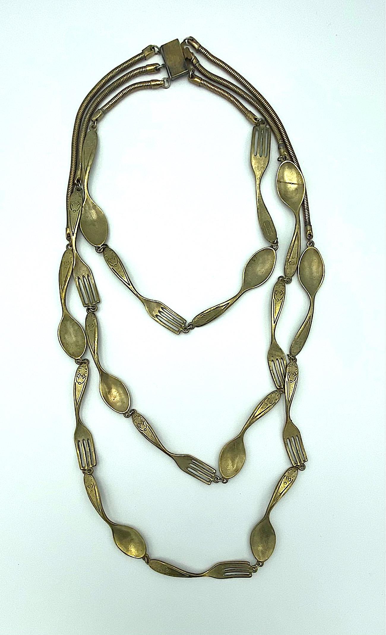 Moschino 1980s Fork & Spoon 3 Strand Necklace 11