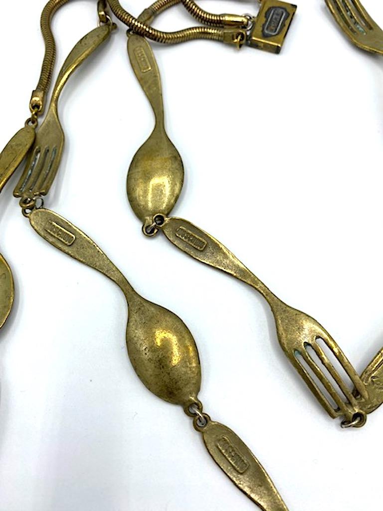 Moschino 1980s Fork & Spoon 3 Strand Necklace 16