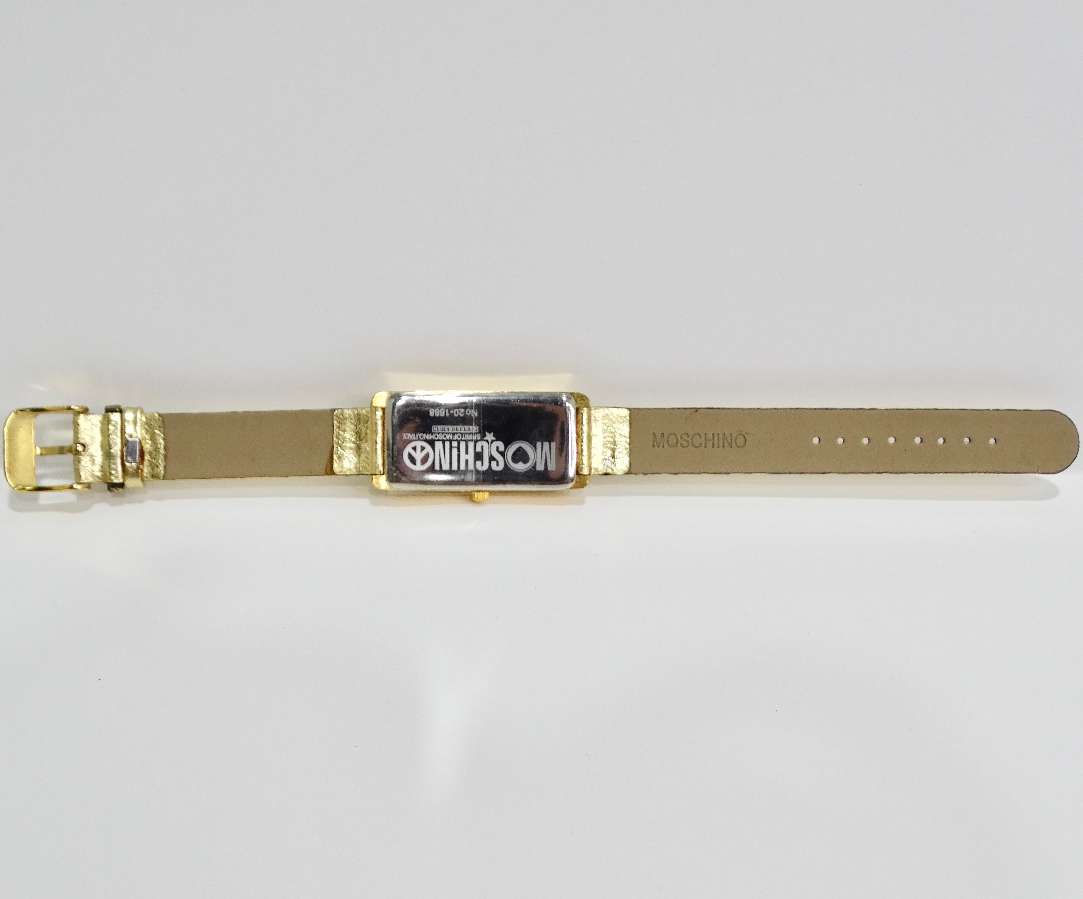 Moschino 1980er Jahre Goldfarbene Uhr im Angebot 4