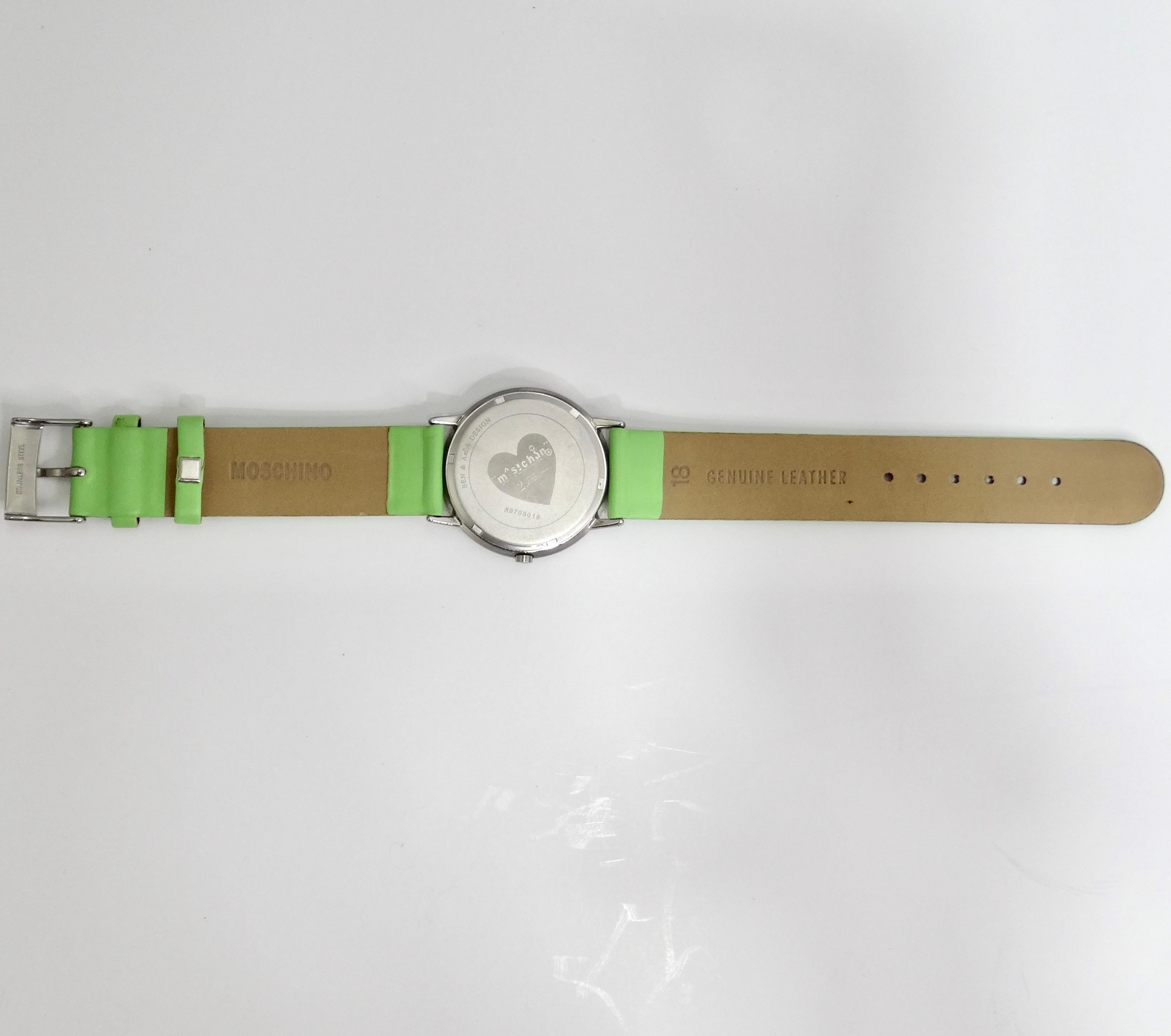 Moschino 1980s Green Leather Watch For Sale 2