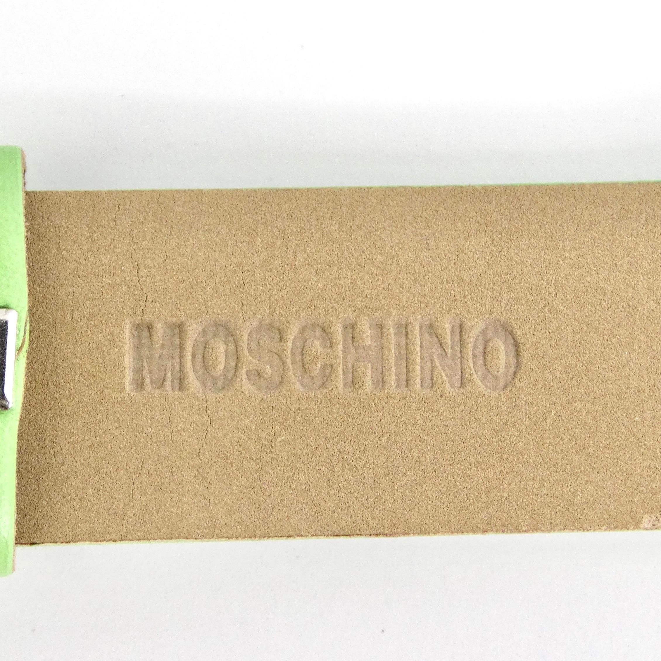 Moschino 1980s Green Leather Watch For Sale 4