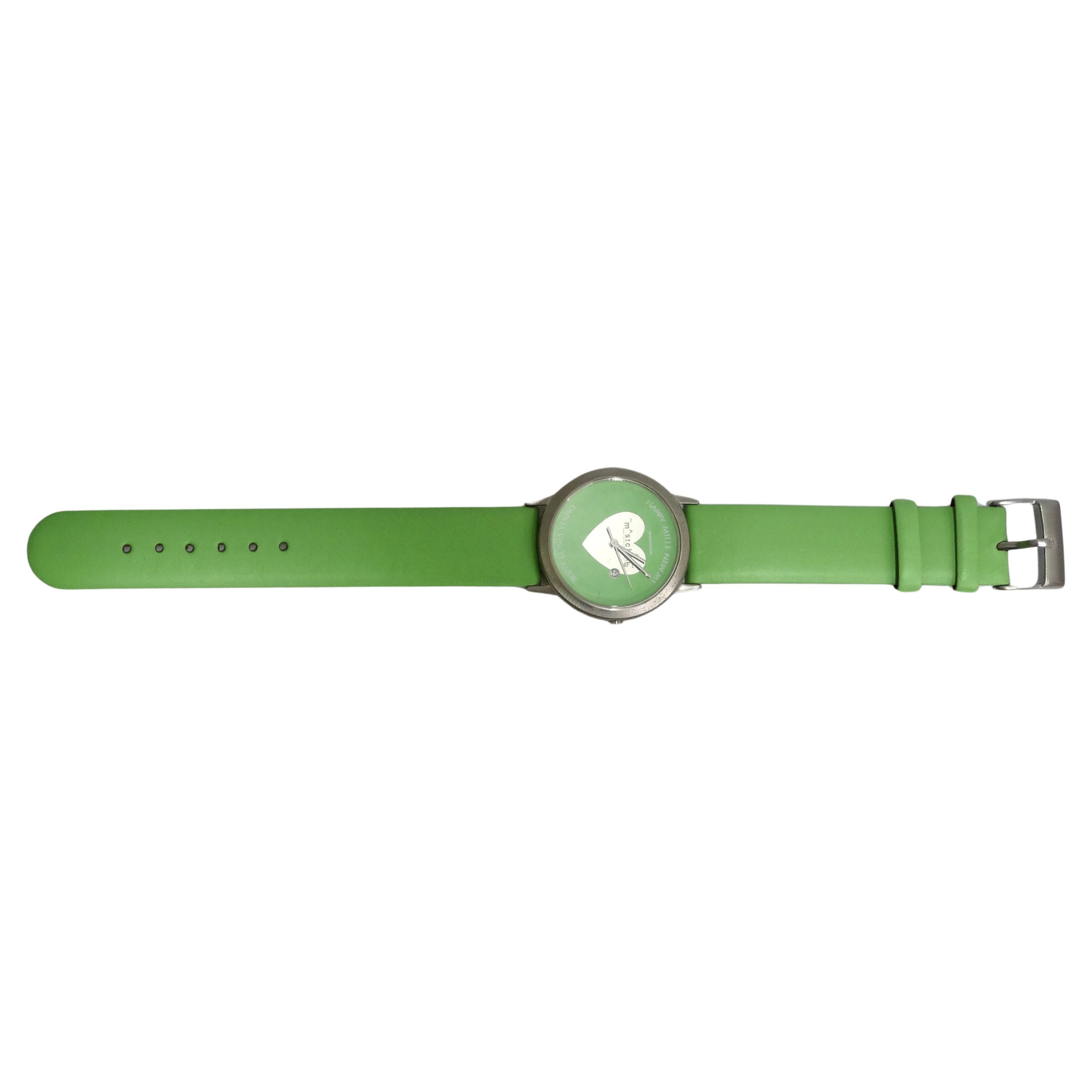 Reloj de piel verde Moschino años 80 en venta