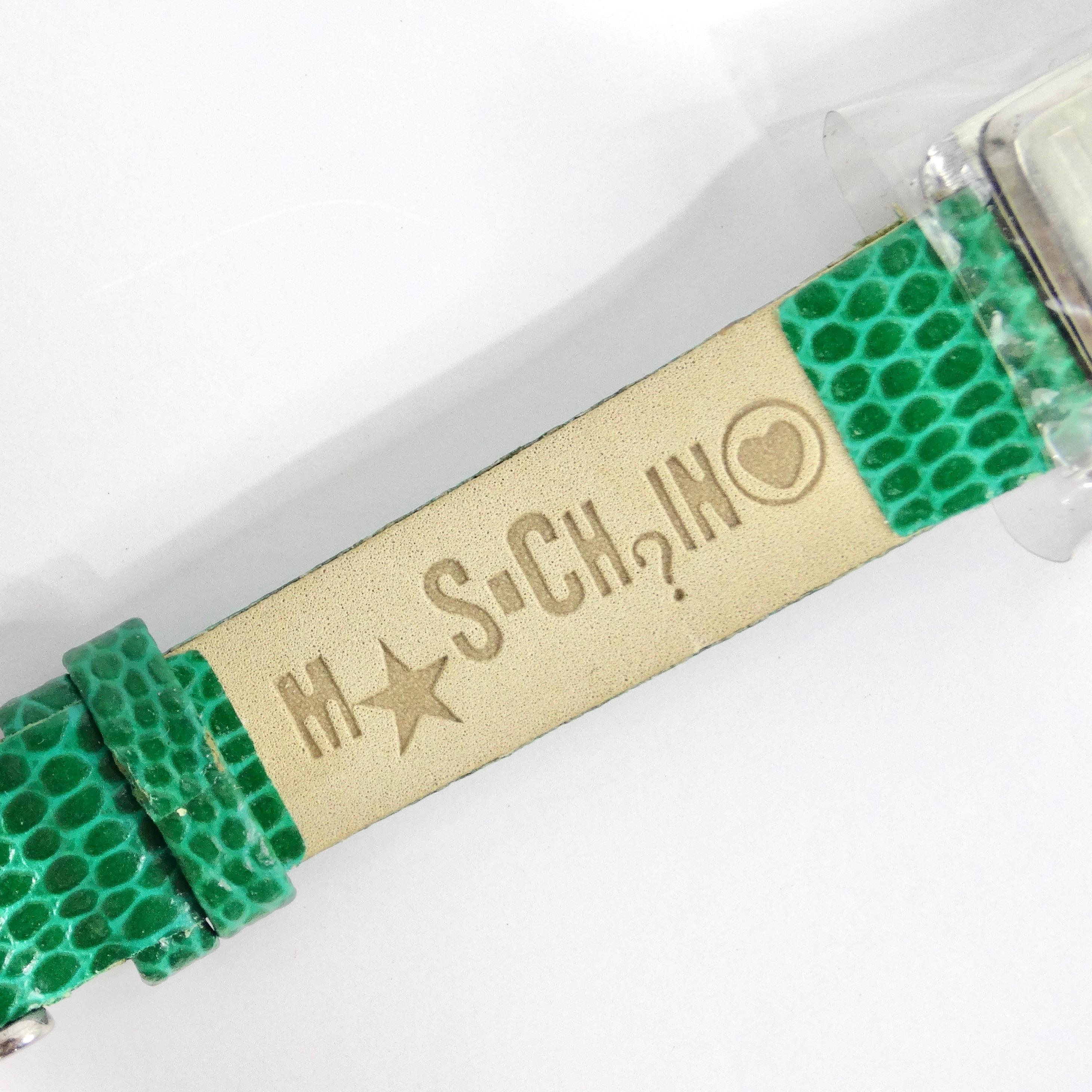 Moschino 1980s Green Lizard Embossed Watch For Sale 3