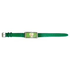 Moschino 1980s Green Lizard Embossed Watch