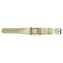 Vintage Moschino 1980s Metallic Gold Leather Watch