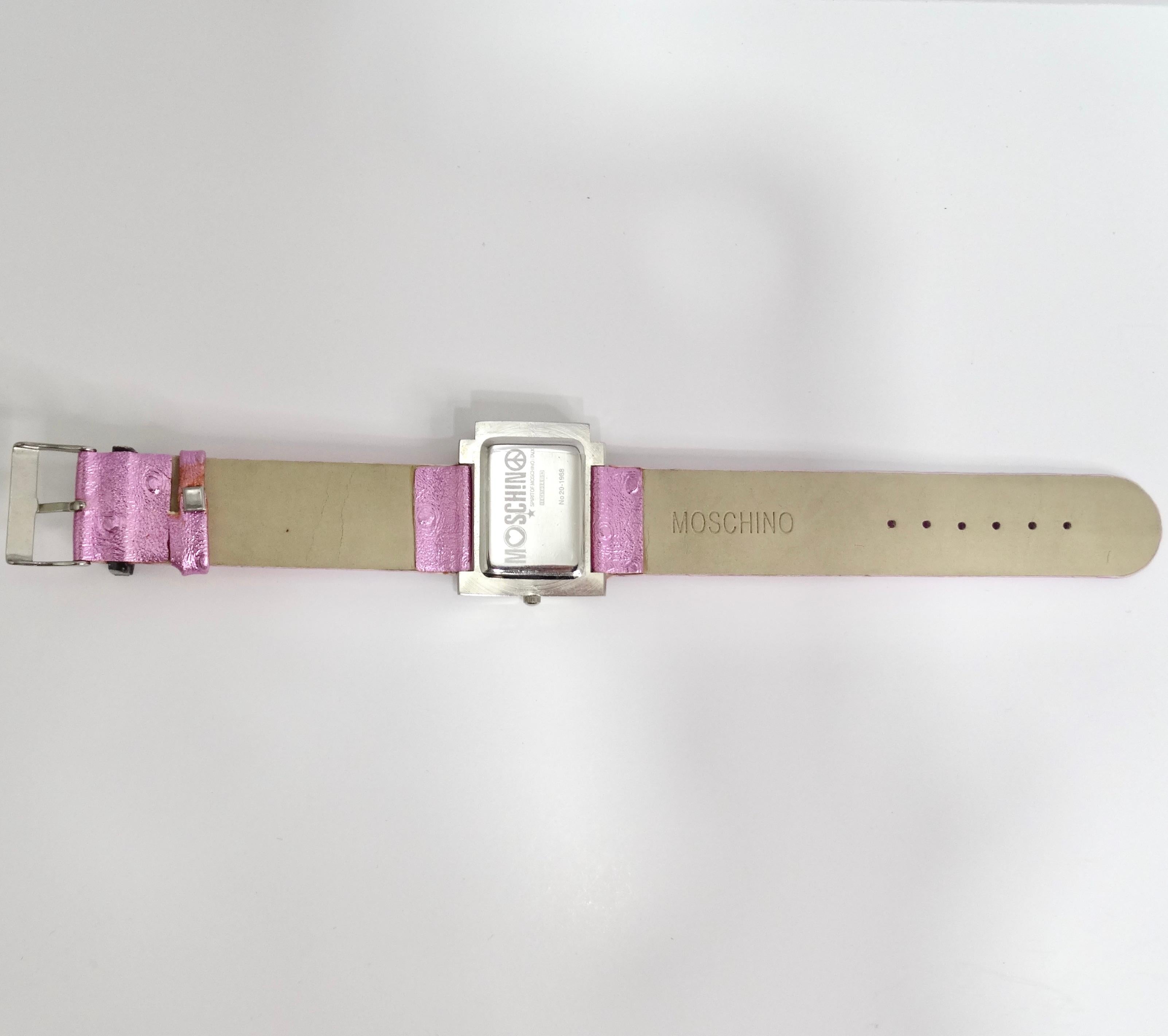 Moschino 1980er Jahre Rosa Kristall-Uhr im Angebot 2