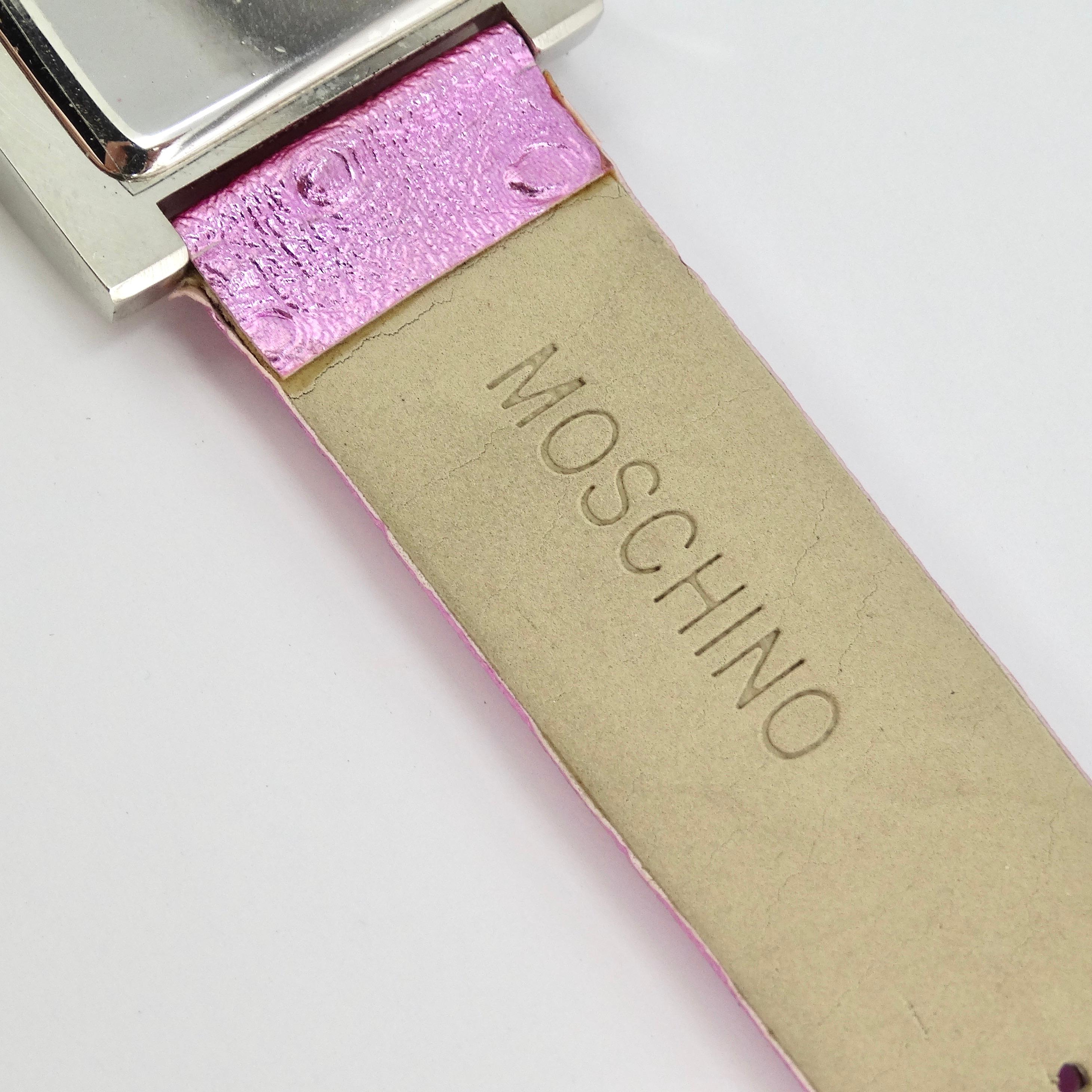 Moschino 1980s Pink Crystal Watch For Sale 3